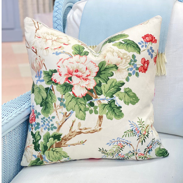Chinese Peony Rose Pillow Cover - Main Image