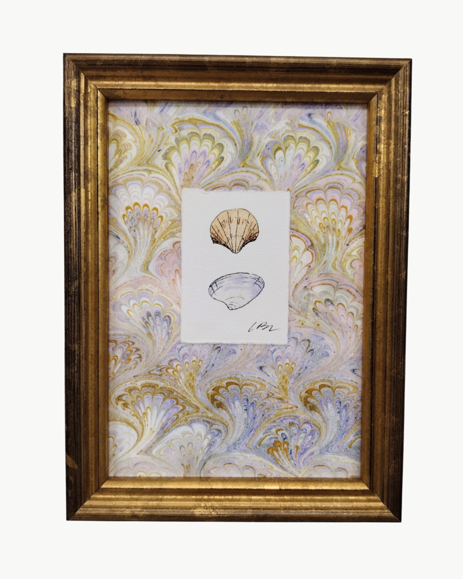 Mini Shell Pair on Lavender Marble I