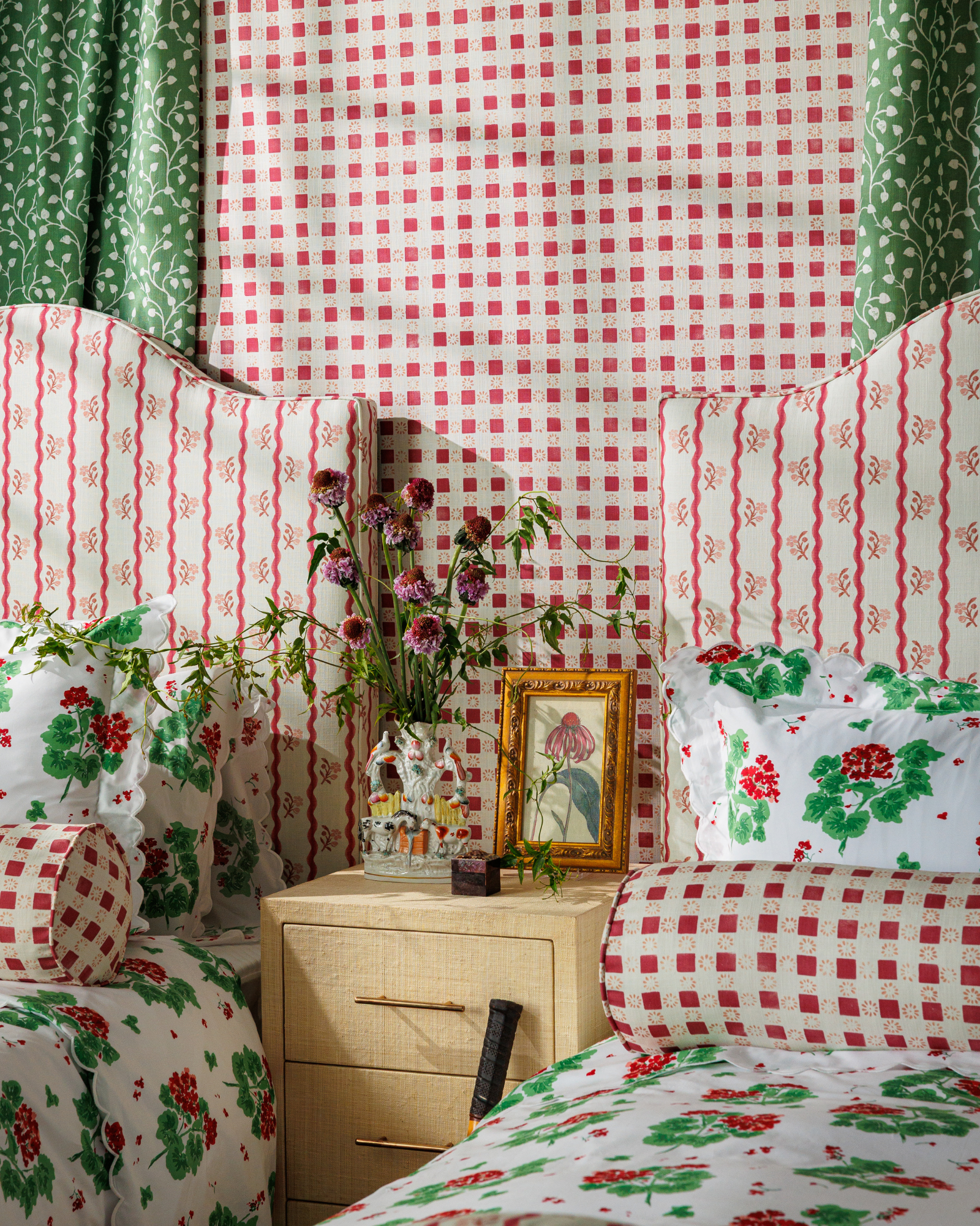 Hampton Hill Bed - Twin in The Keeping House Posey Ricrac Stripe Rouge