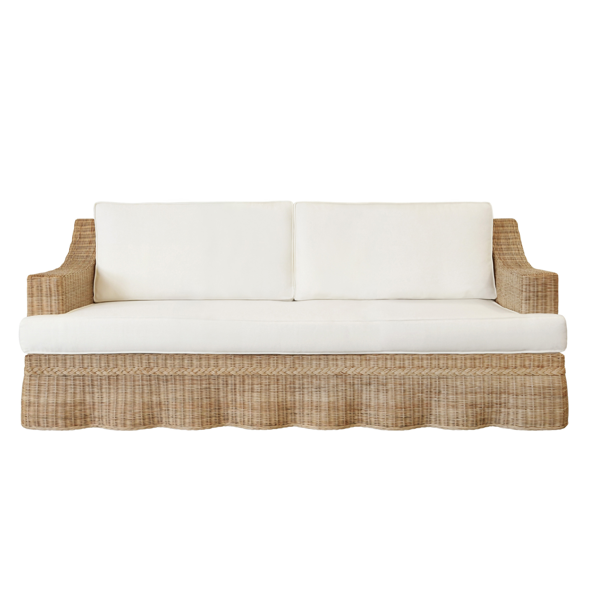 Newton Scalloped Wicker Sofa