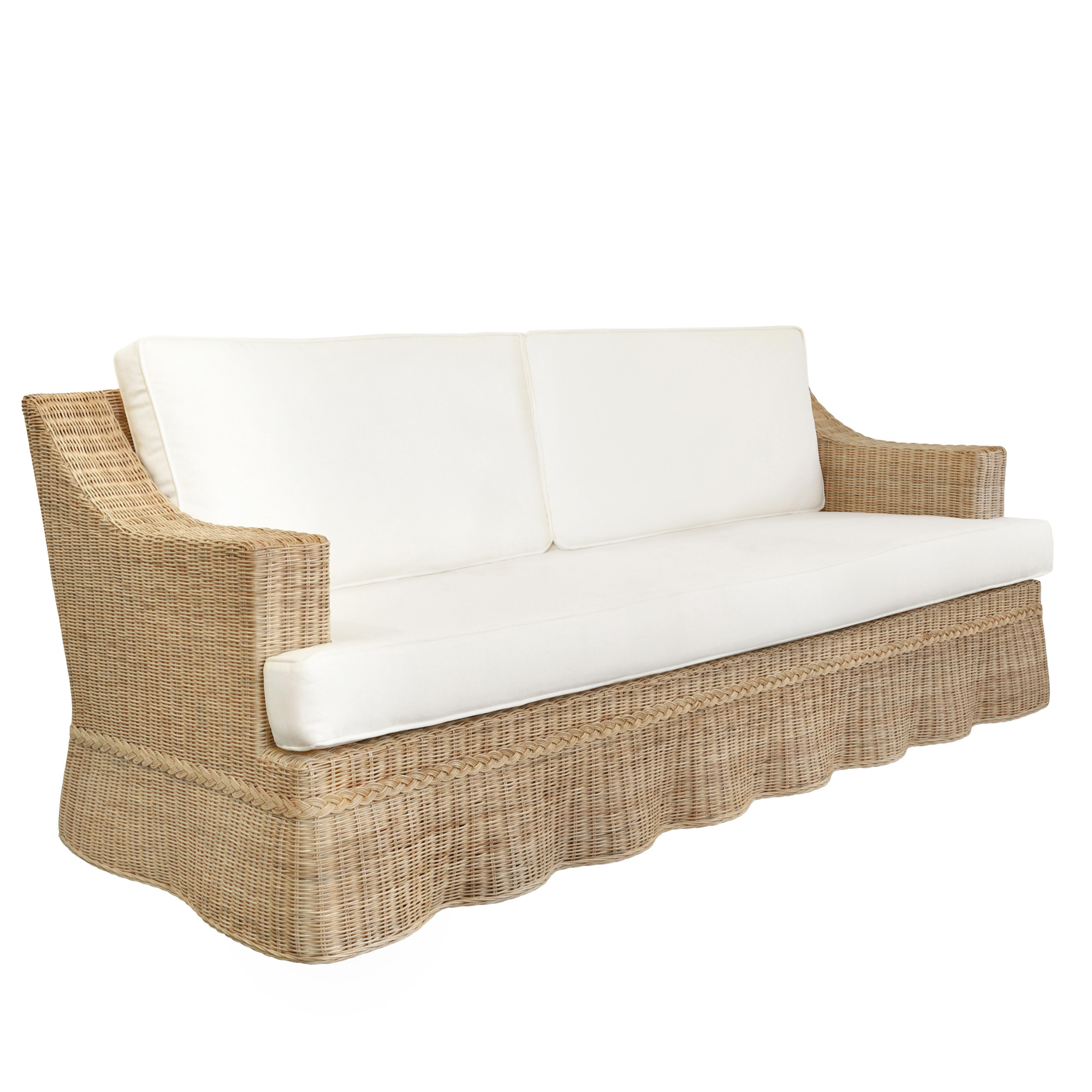 Newton Scalloped Wicker Sofa