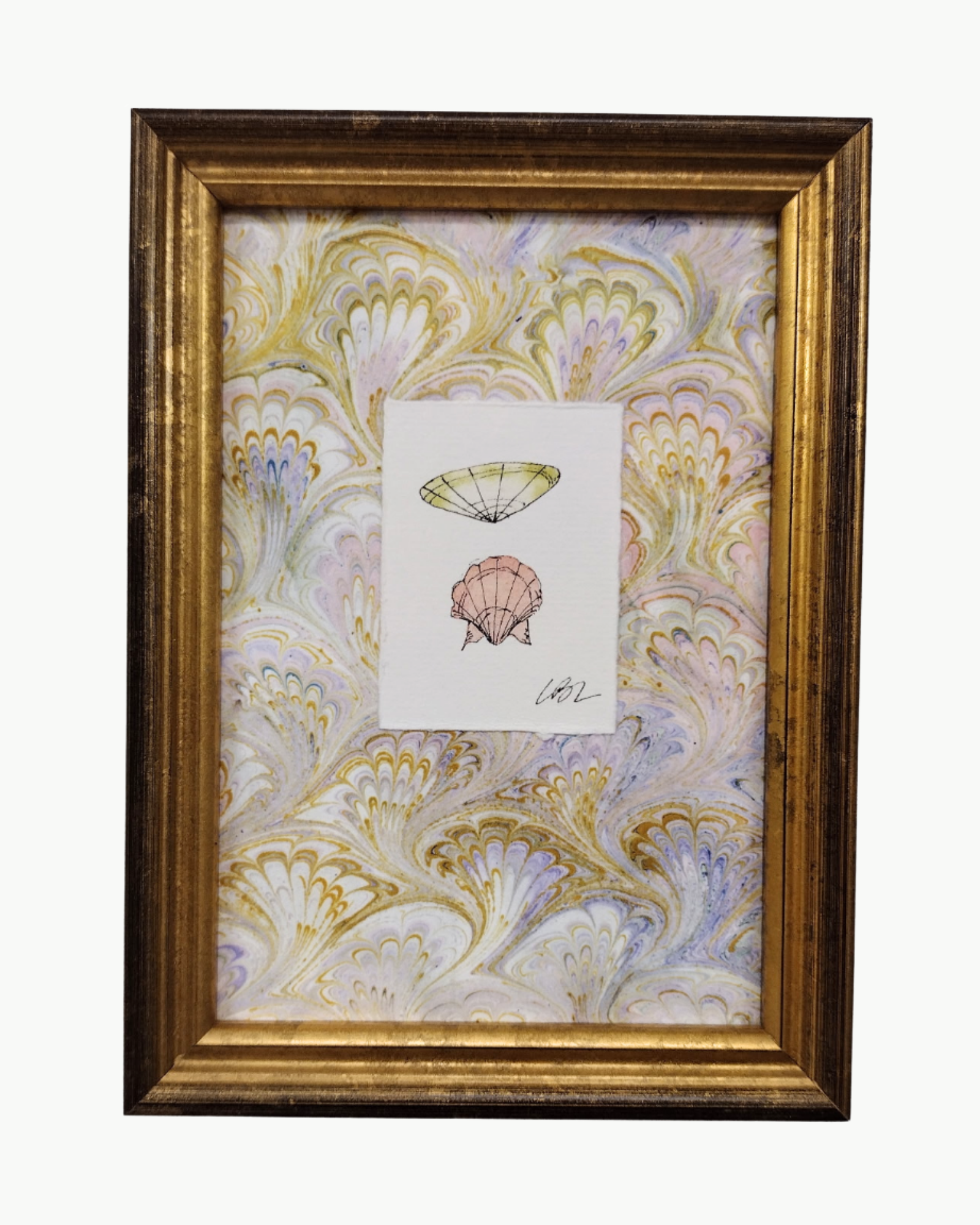 Mini Shell Pair on Lavender Marble II