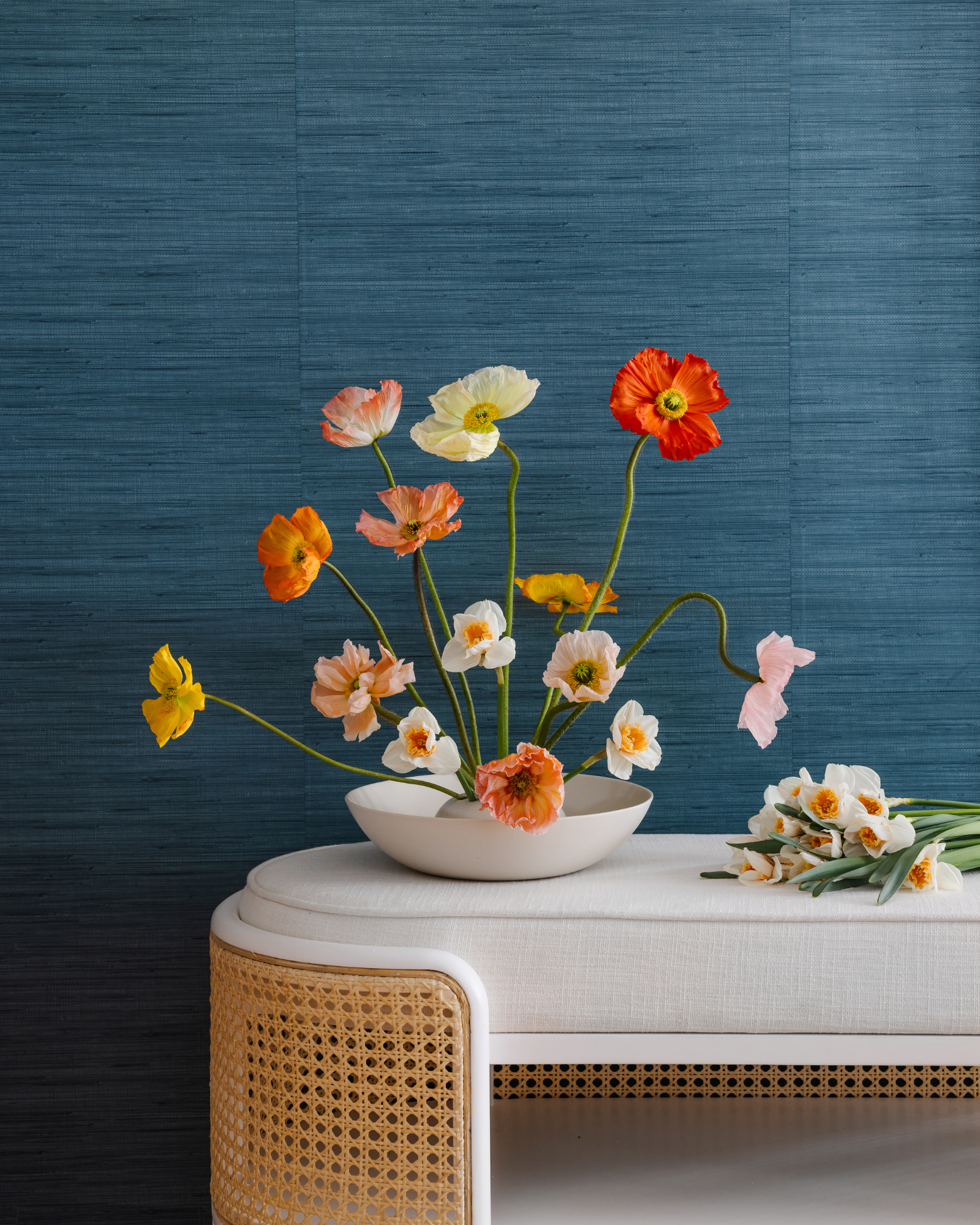 Peacock Faux Grasscloth Peel and Stick Wallpaper