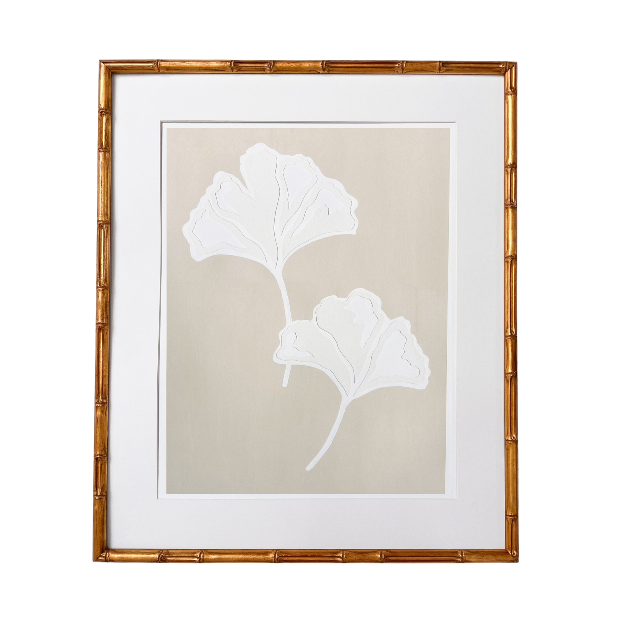 Neutral Gingko Leaves Print by Kendal Blanchard Art