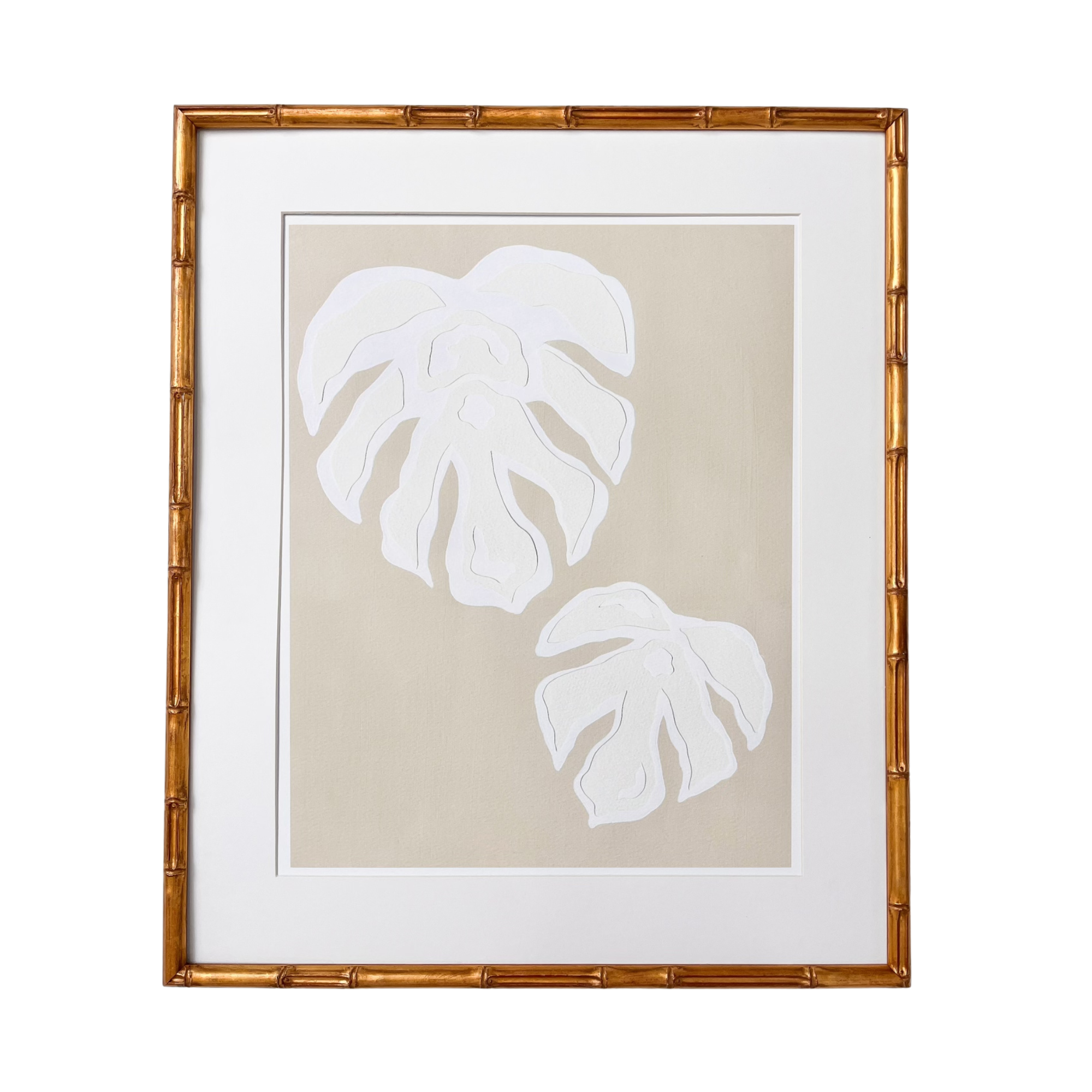 Neutral Monstera Leaves Print by Kendal Blanchard Art