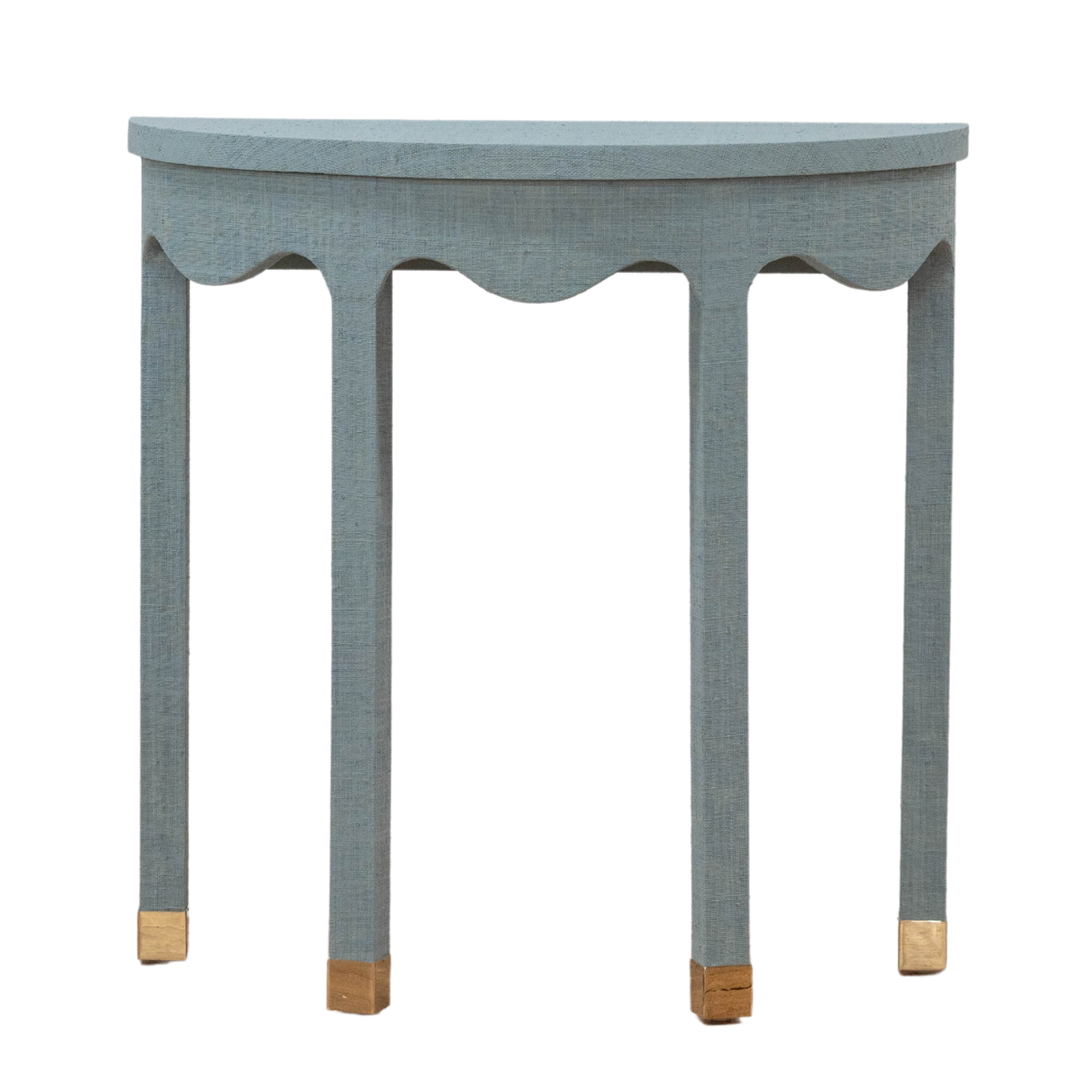 Wavy Grasscloth Demilune Table