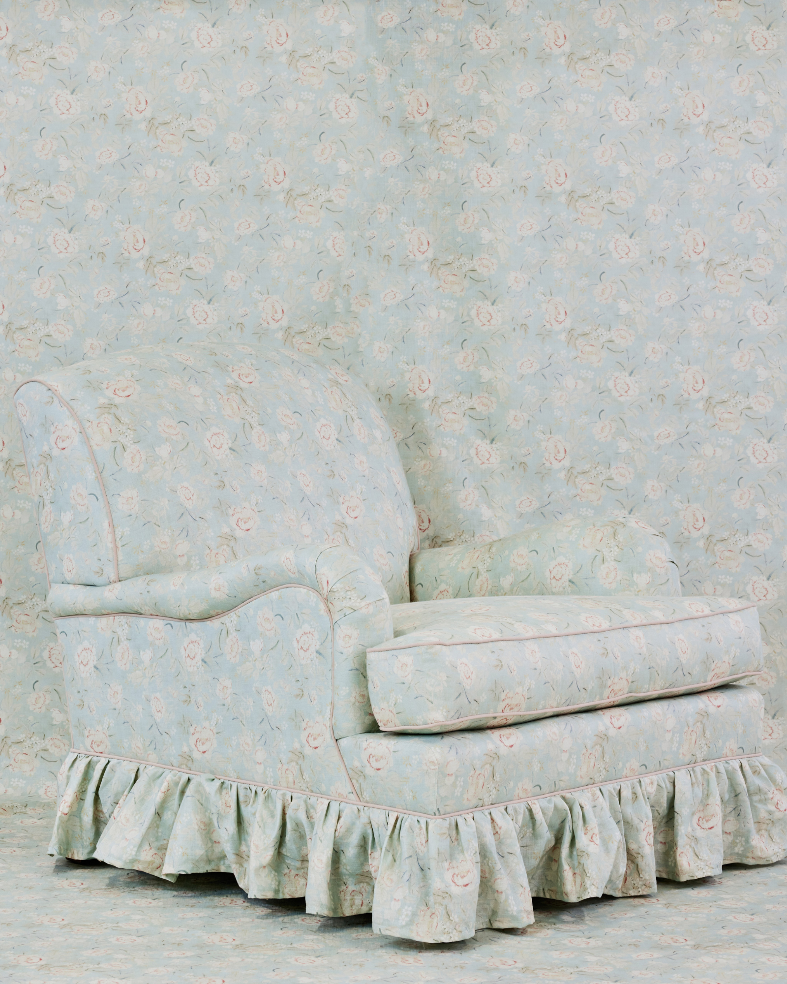 Aurora Roll Arm Tight Back Ruffle Chair