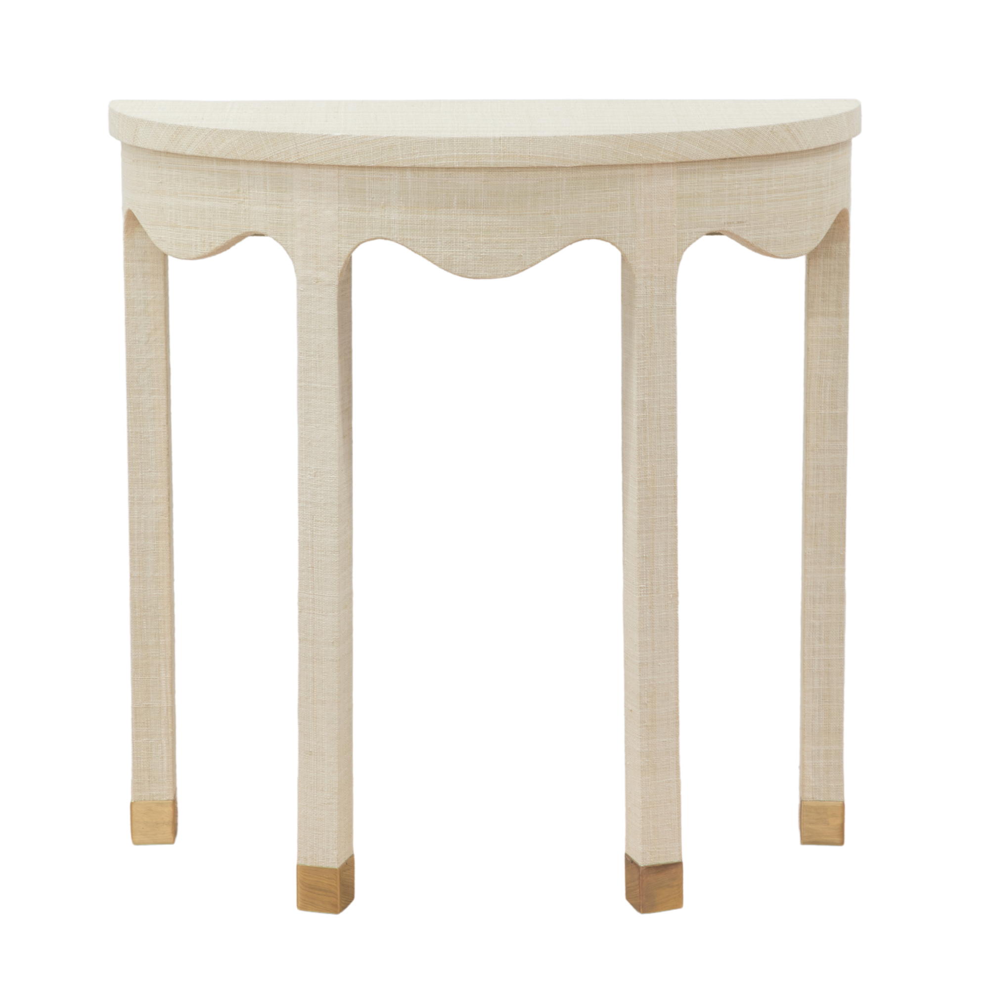 Wavy Grasscloth Demilune Table