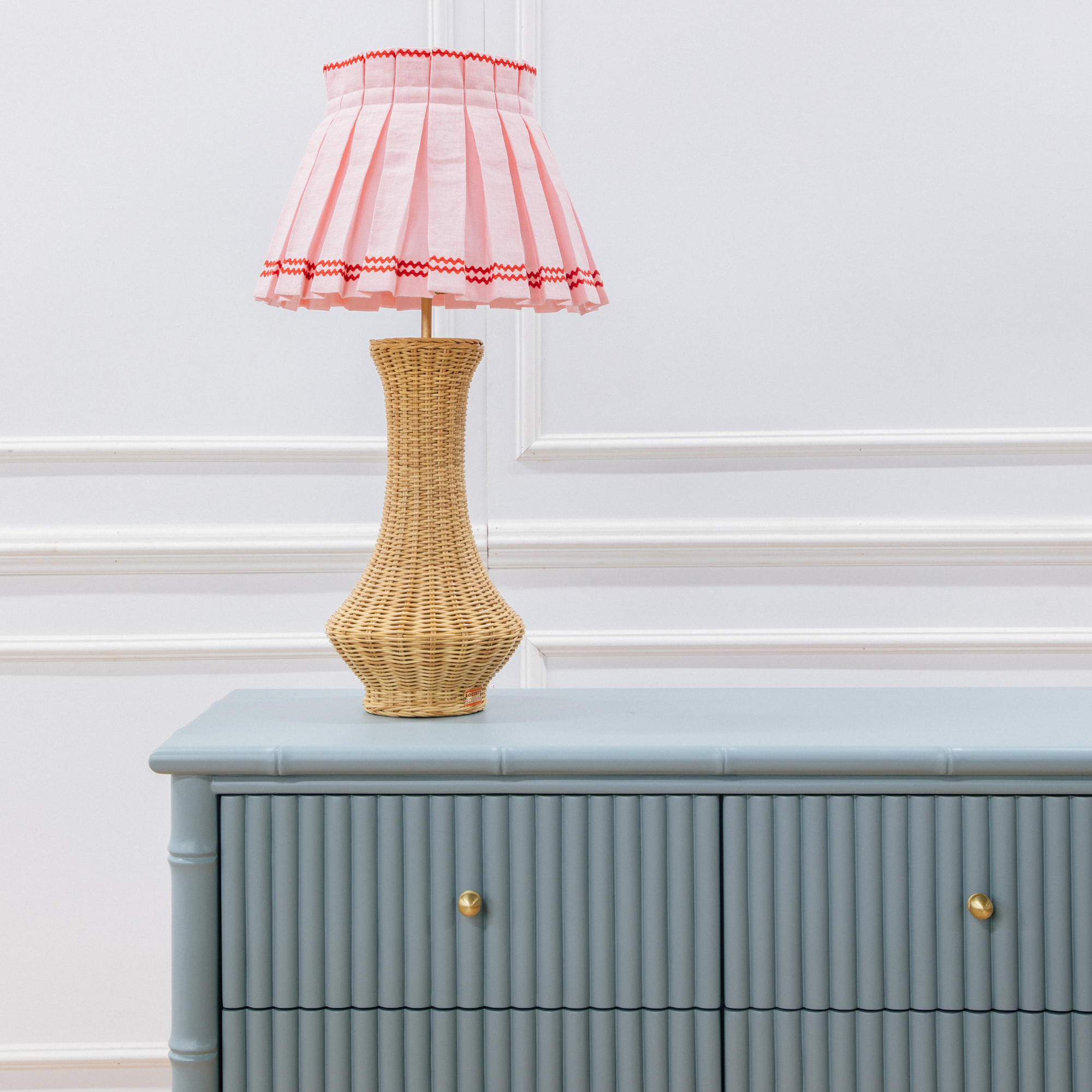 Squiggle Classic Box Pleat Lampshade in Red & Pink