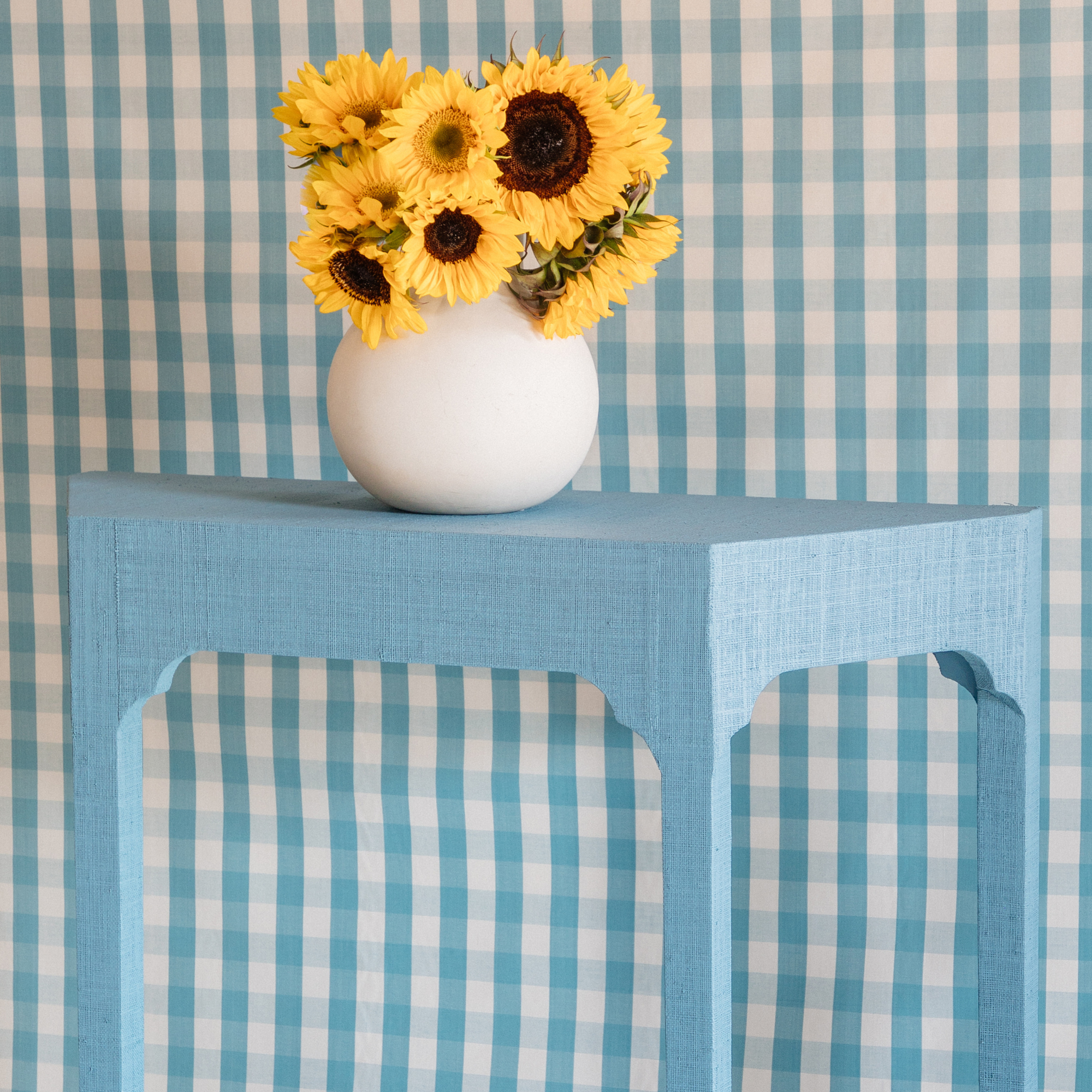 Grasscloth Demilune Table