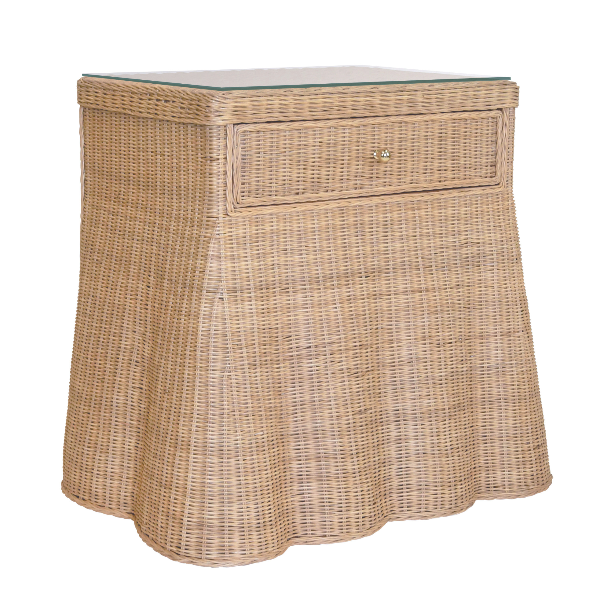 Effie Scalloped Wicker Side Table