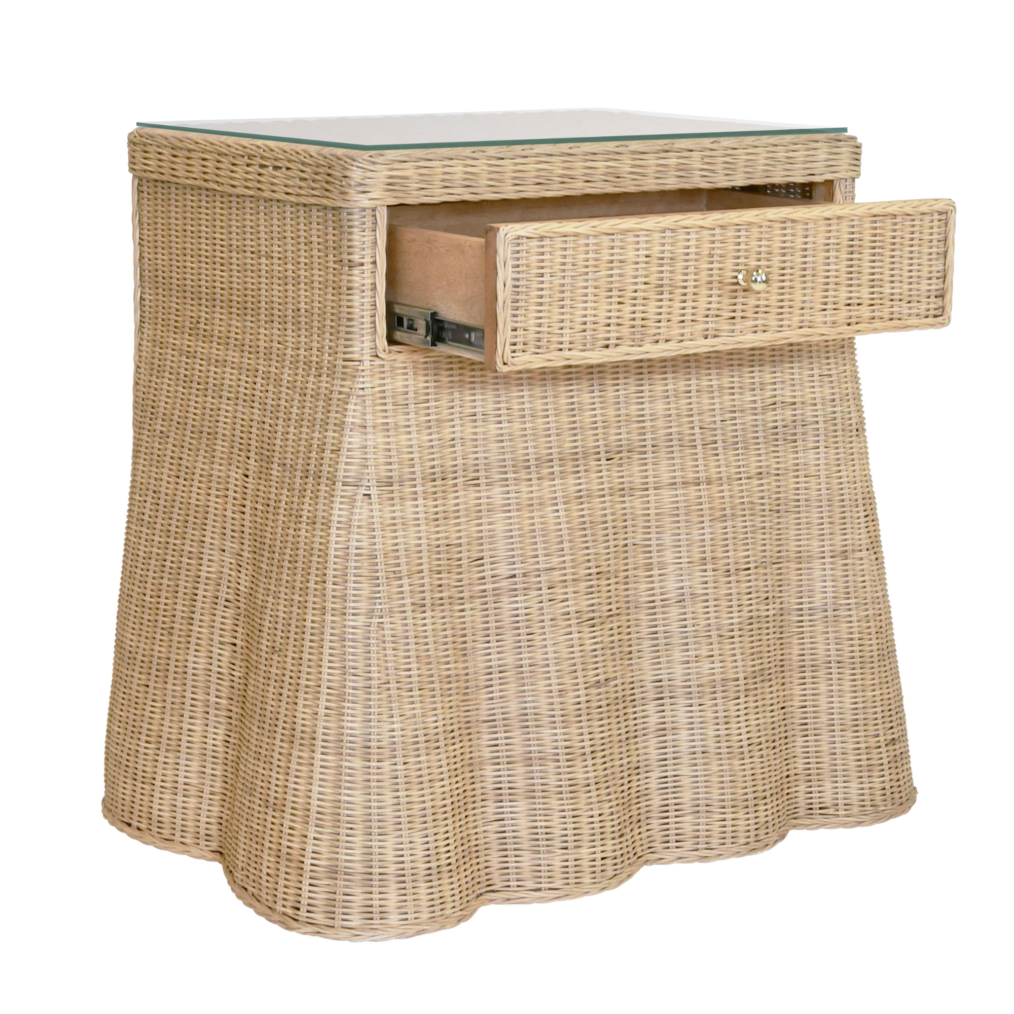 Effie Scalloped Wicker Side Table