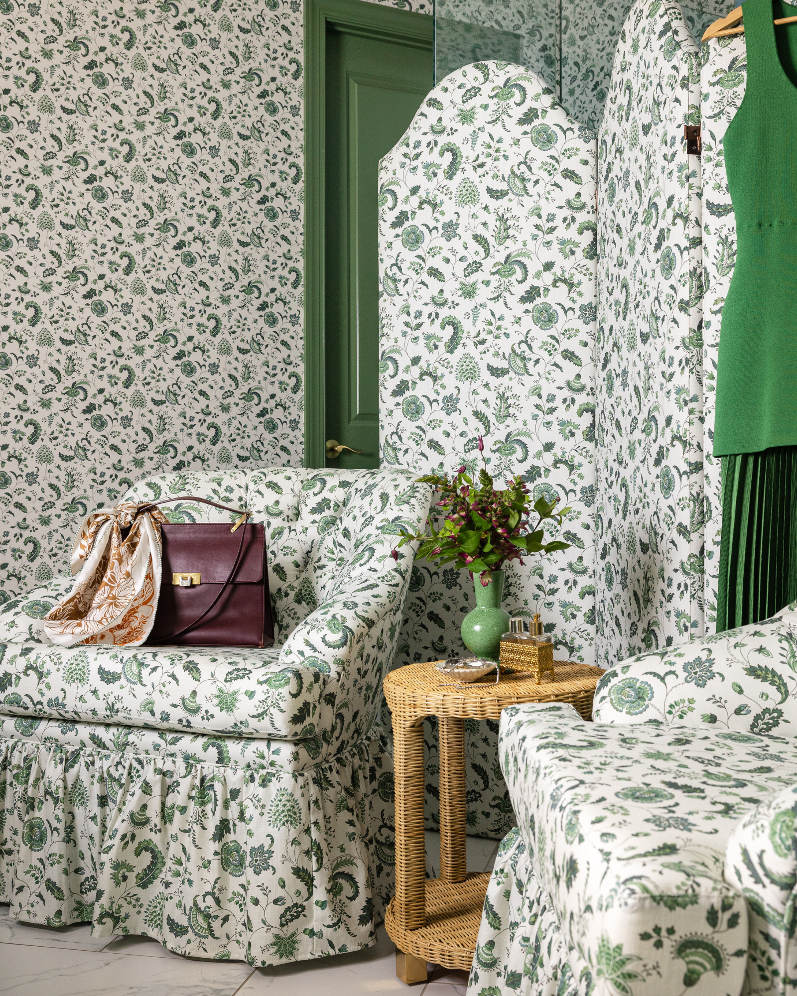 Virginia Ruffle Swivel in The Keeping House Indienne Jardin Verdant