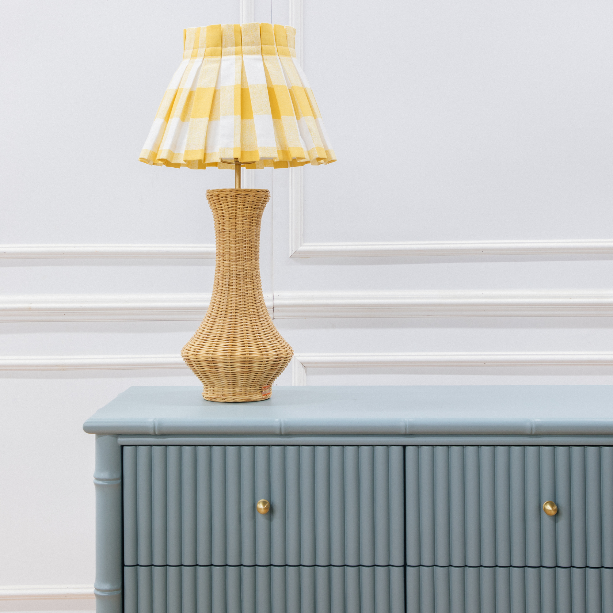 Plaid Classic Box Pleat Lampshade in Yellow
