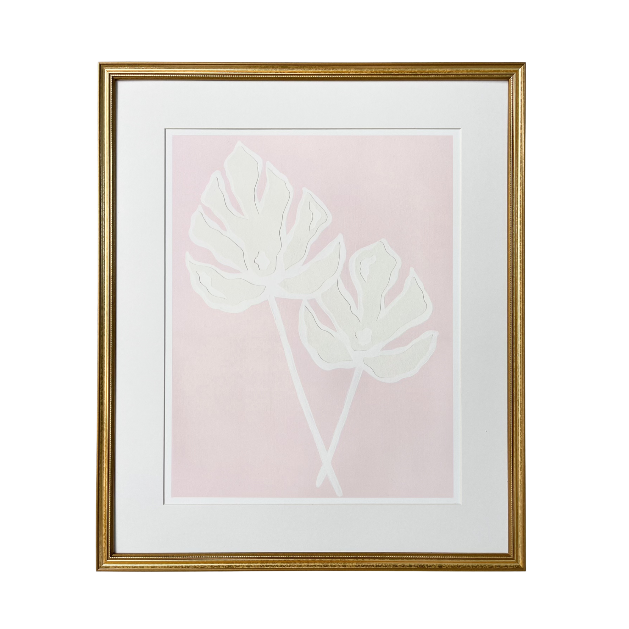 Pink Monstera Leaves Print by Kendal Blanchard Art