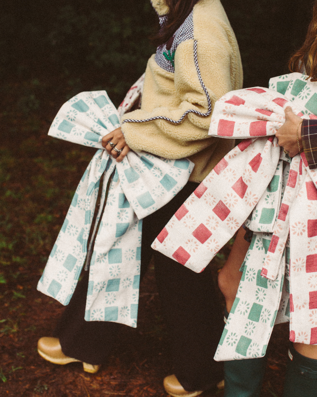 Oversized Fabric Bow - The Keeping House Exclusive Check Duck Egg