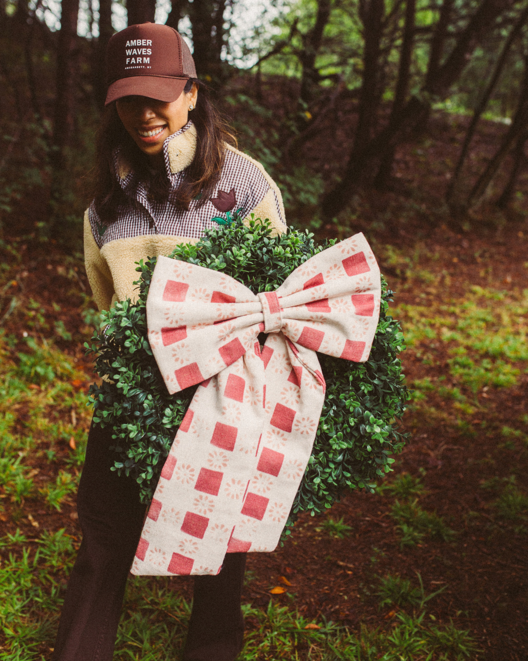 Oversized Fabric Bow - The Keeping House Exclusive Check Raspberry