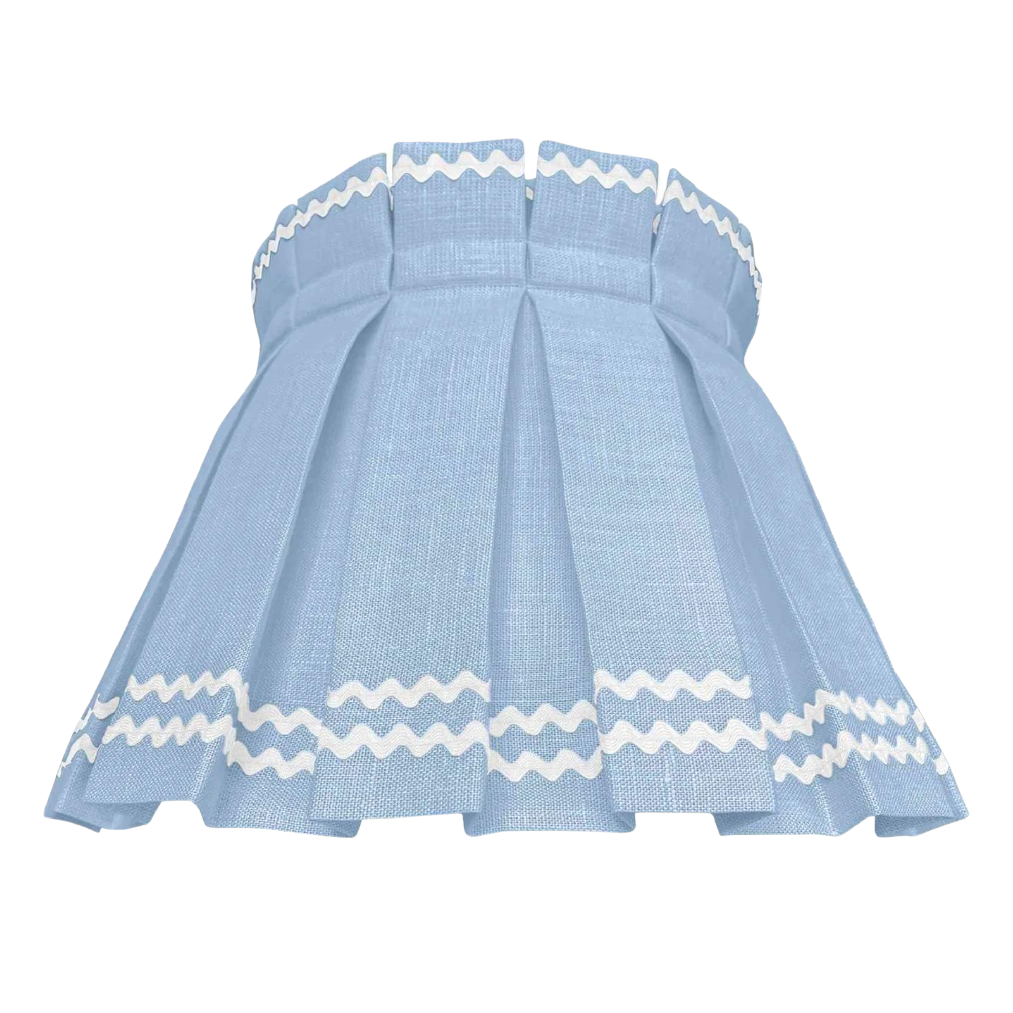 Squiggle Classic Box Pleat Lampshade in White & Blue