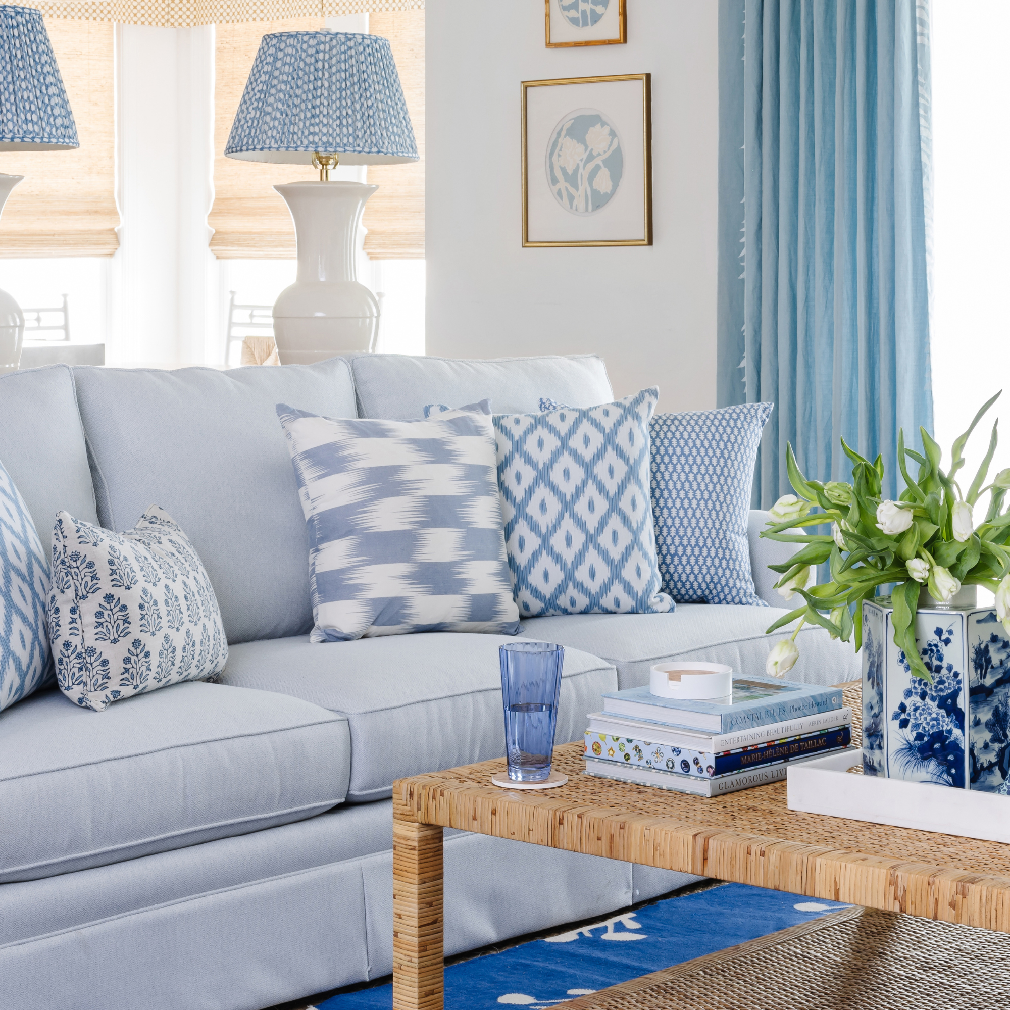 India Ikat Denim Pillow Cover