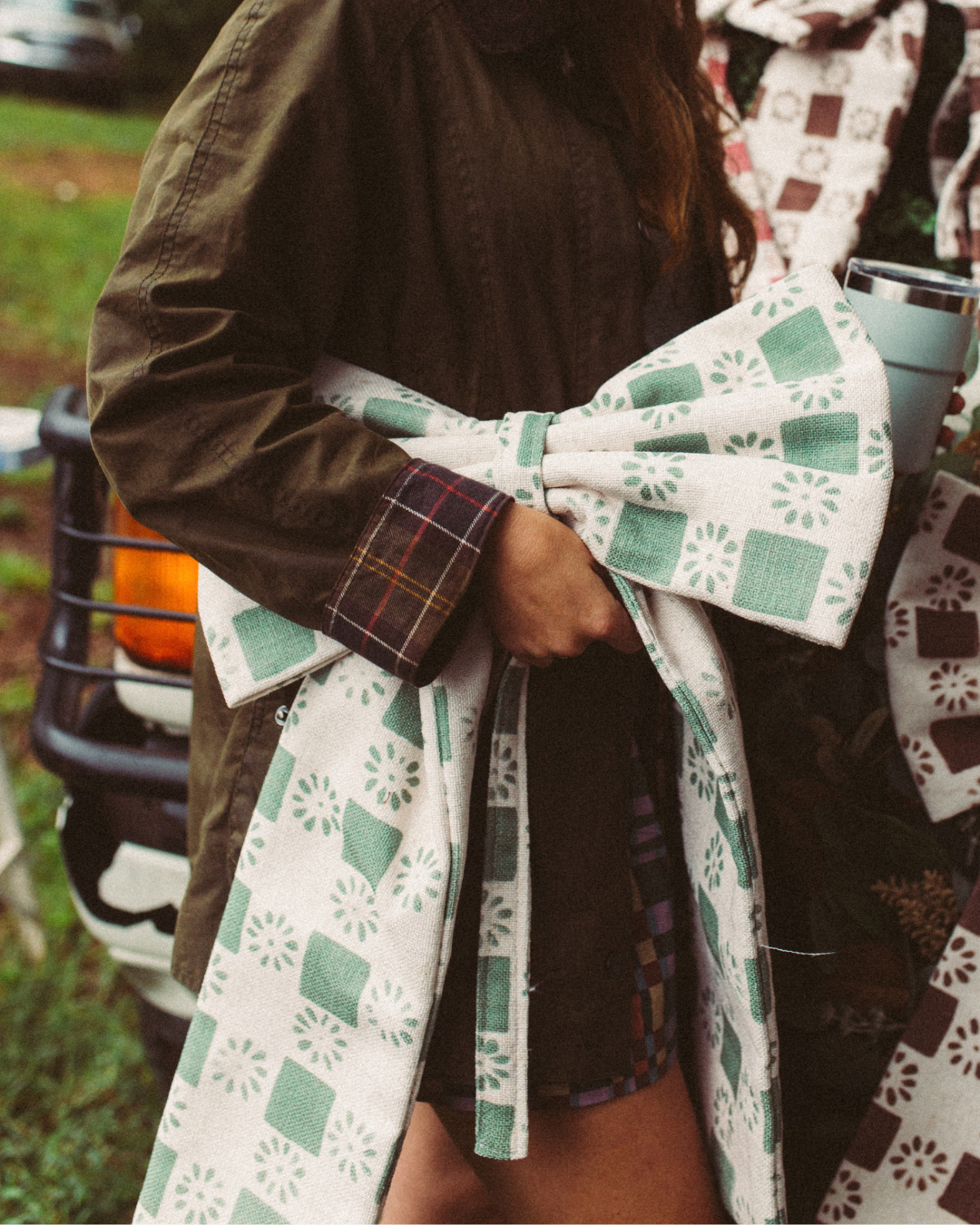 Oversized Fabric Bow - The Keeping House Exclusive Check Leaf