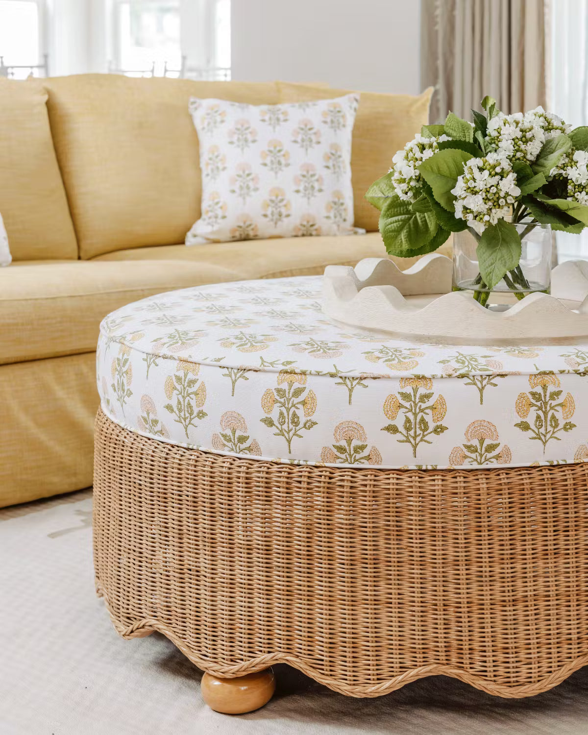 Wavy Wicker Ottoman - Round