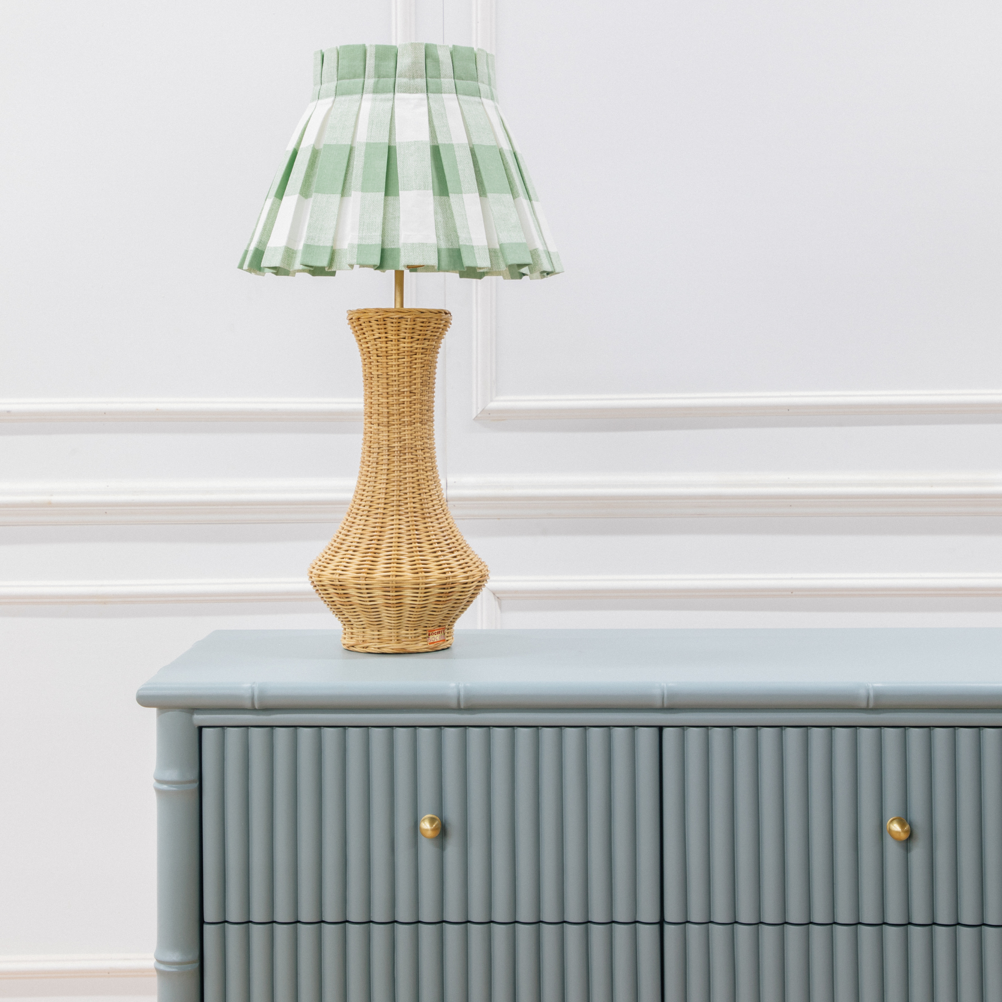 Plaid Classic Box Pleat Lampshade in Green