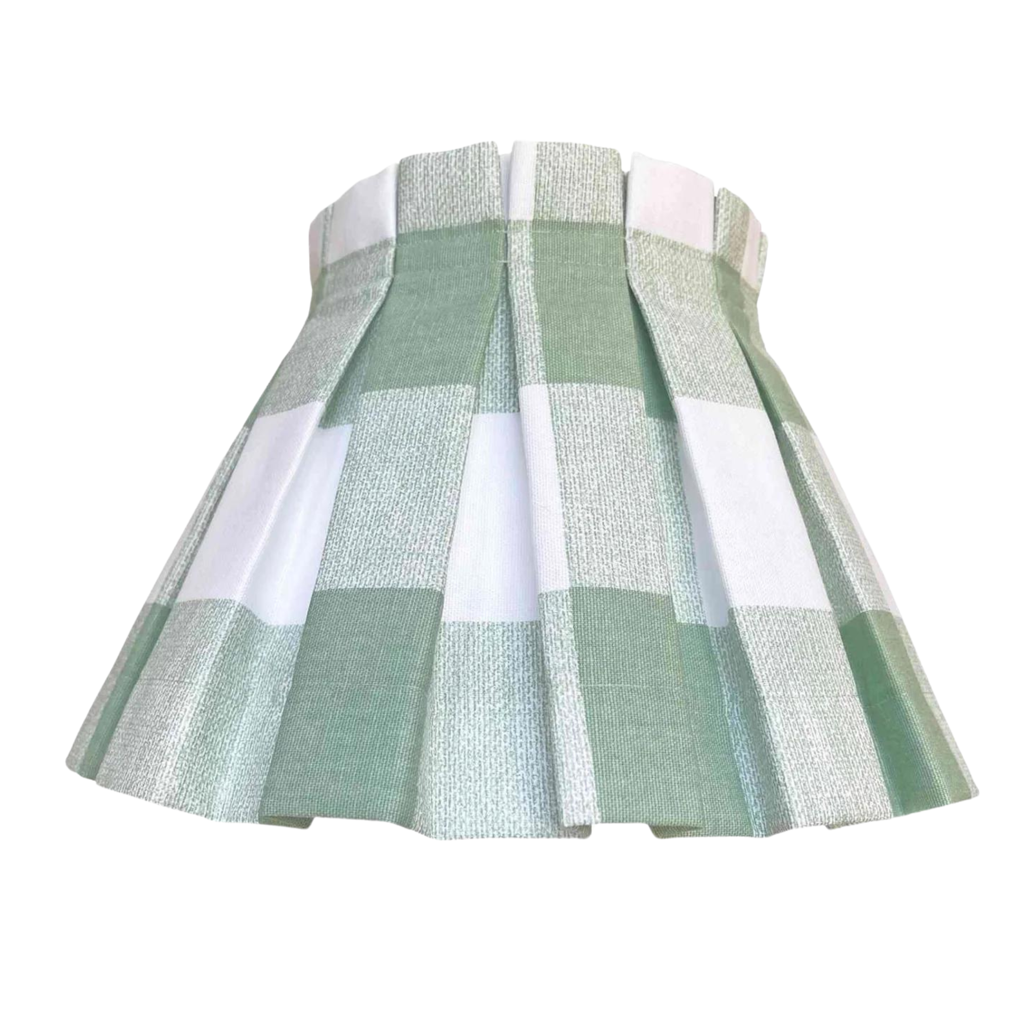 Plaid Classic Box Pleat Lampshade in Green