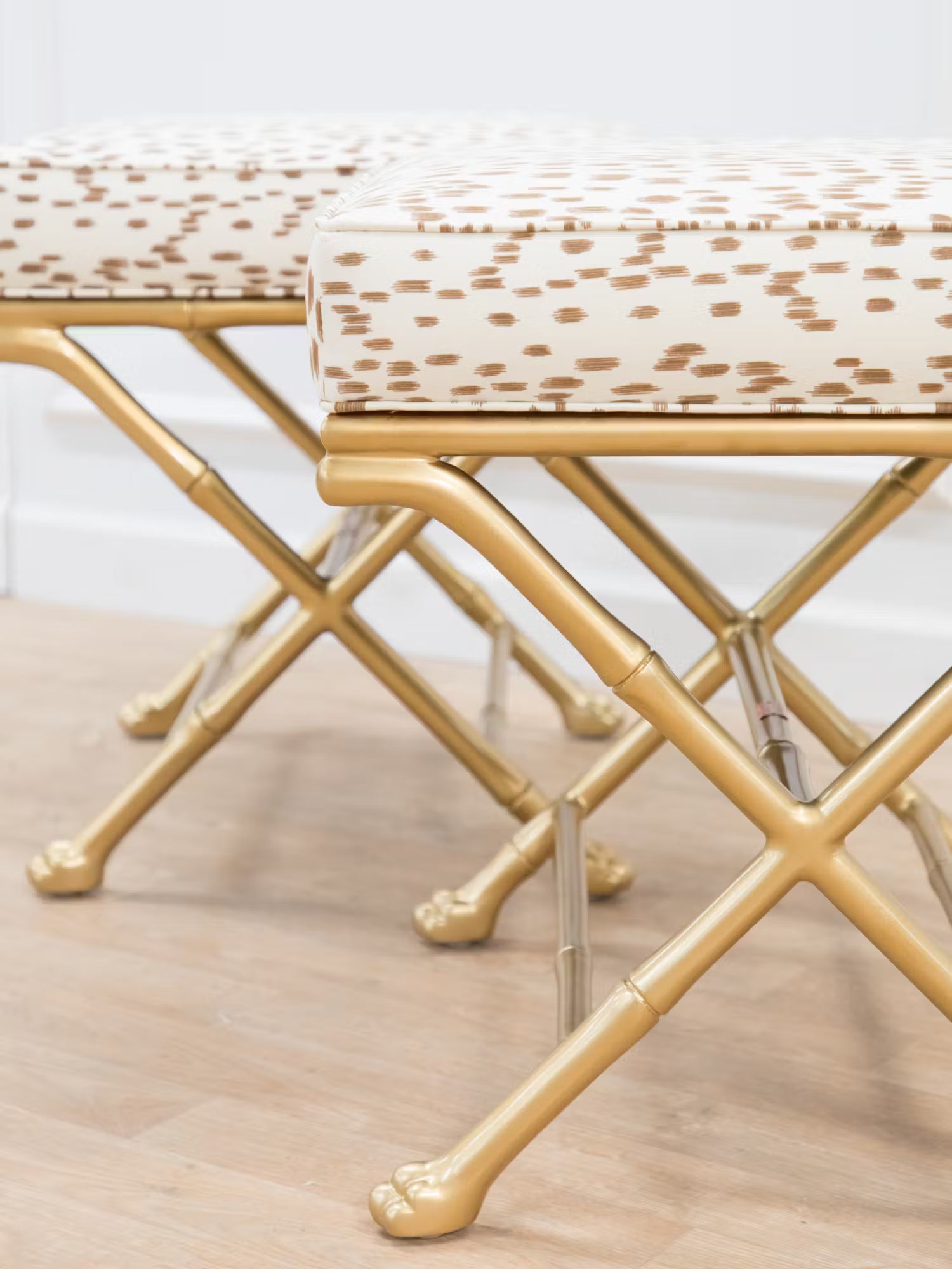 Faux Bamboo Footed X-Stool - Large