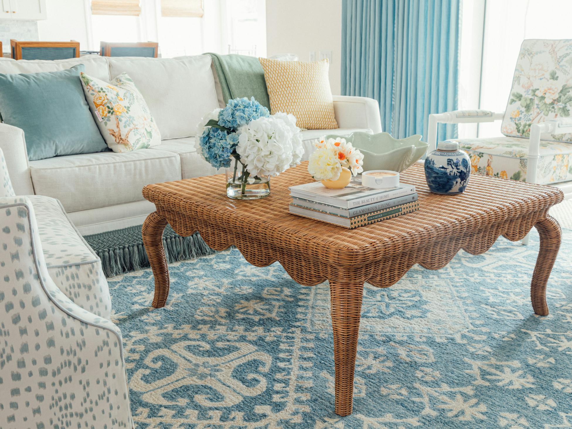 Amelia Scalloped Wicker Coffee Table - Square – Society Social