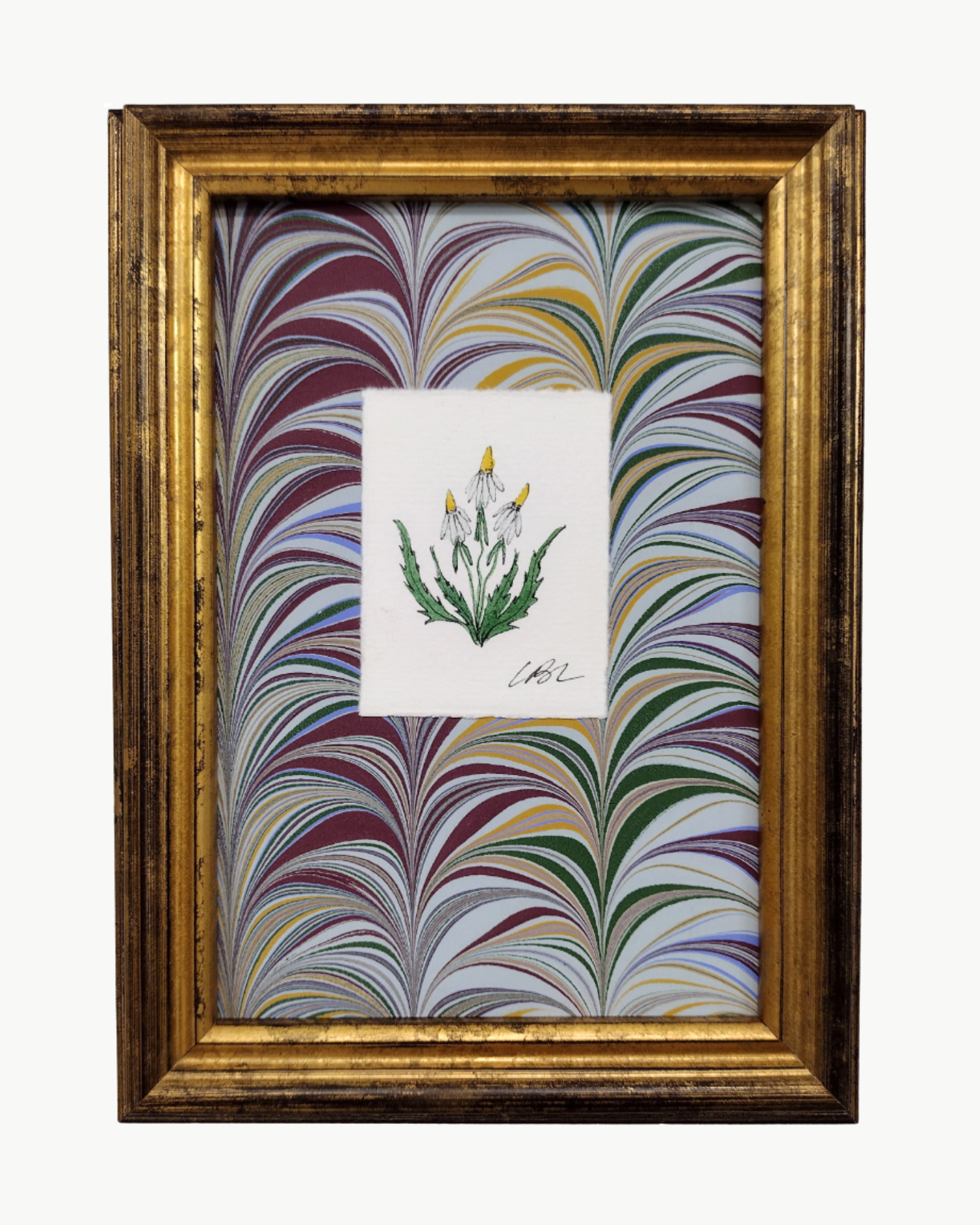 Mini Daisies on Plum Marble