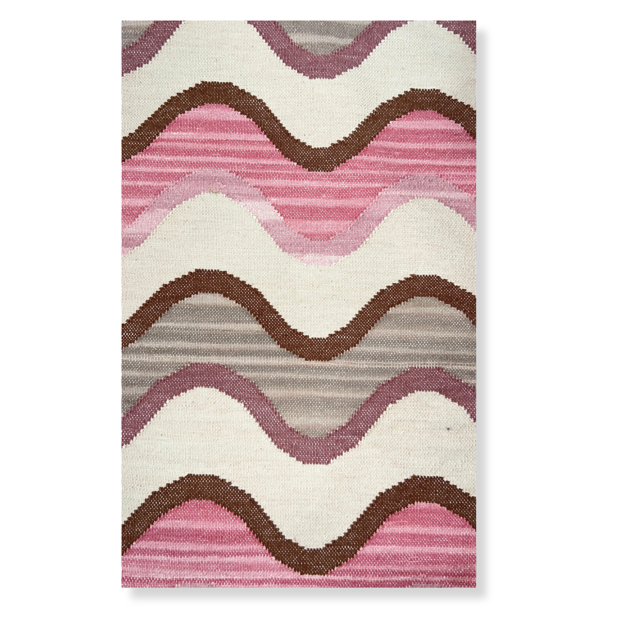 Wavy Chevron Dhurrie Rug Sample Pink