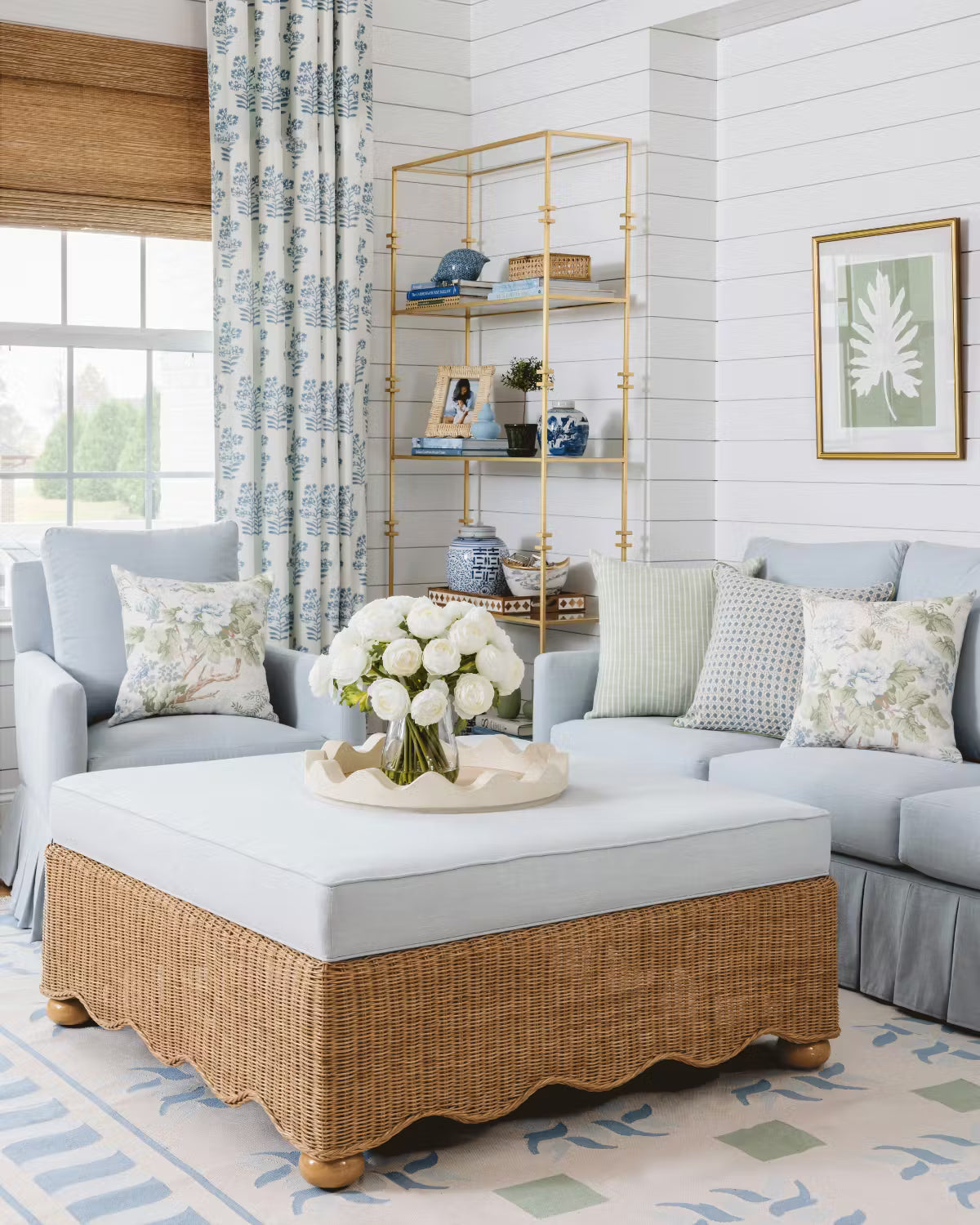 Wavy Wicker Ottoman - Square