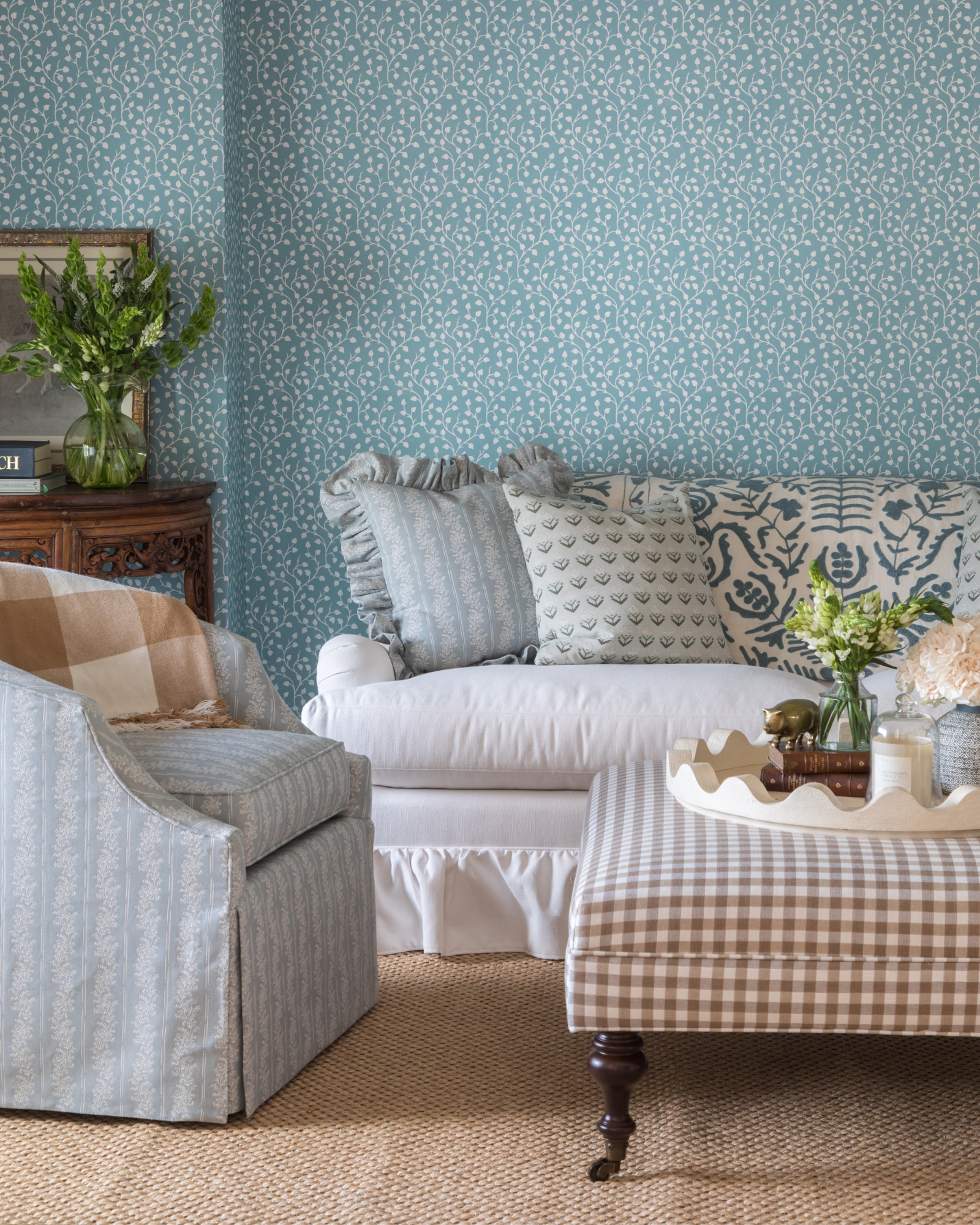 Aurora Roll Arm Tight Back Ruffle Sofa
