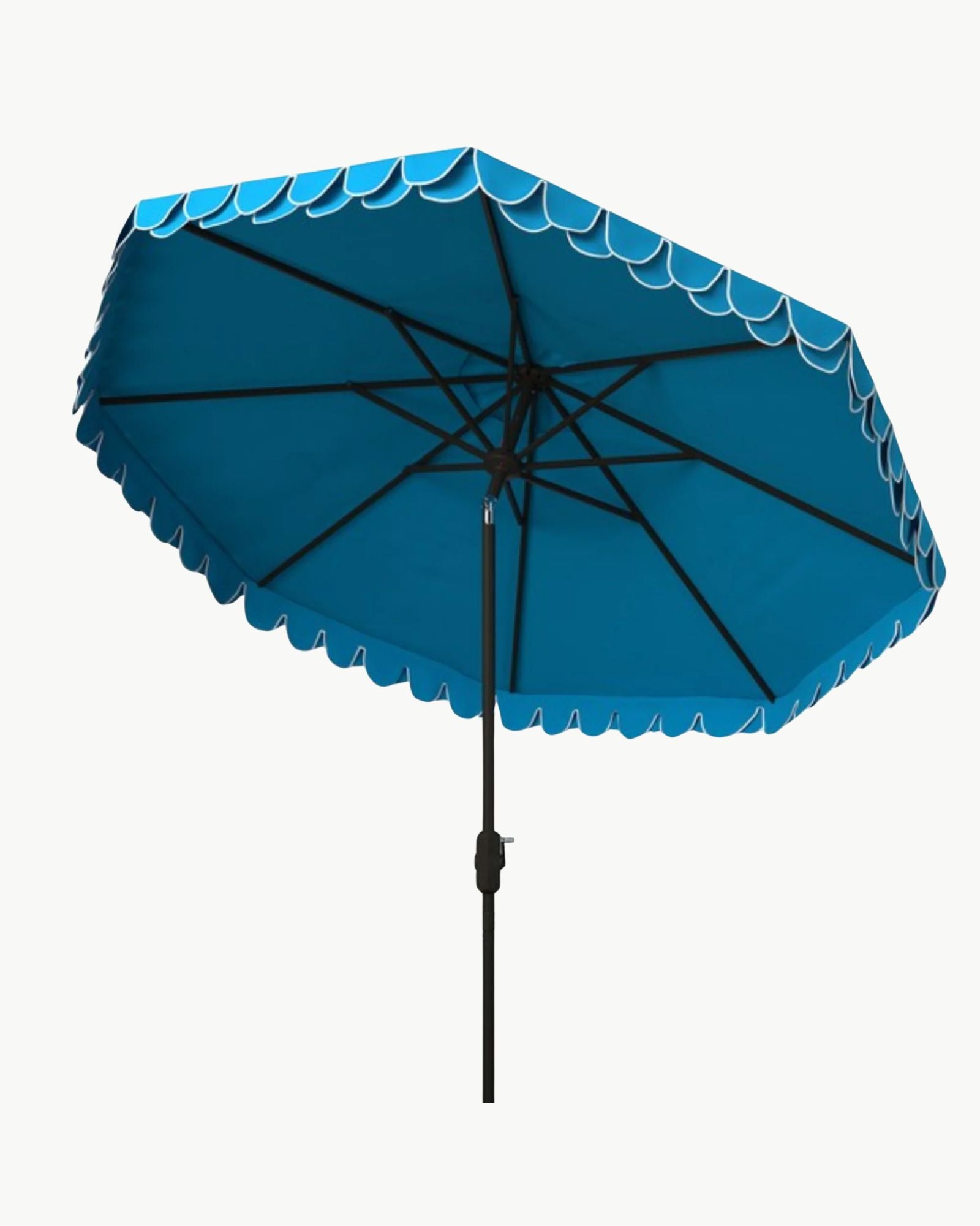 double scalloped patio umbrella Amalfi Double Scalloped Umbrella in French Blue