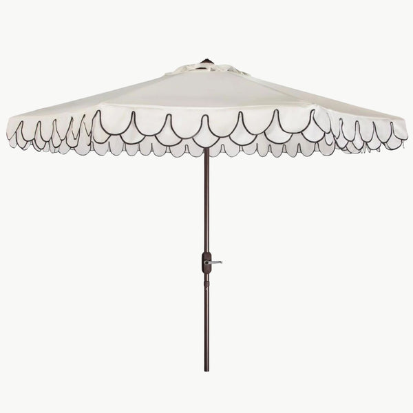 Amalfi Double Scalloped Umbrella in White & Black