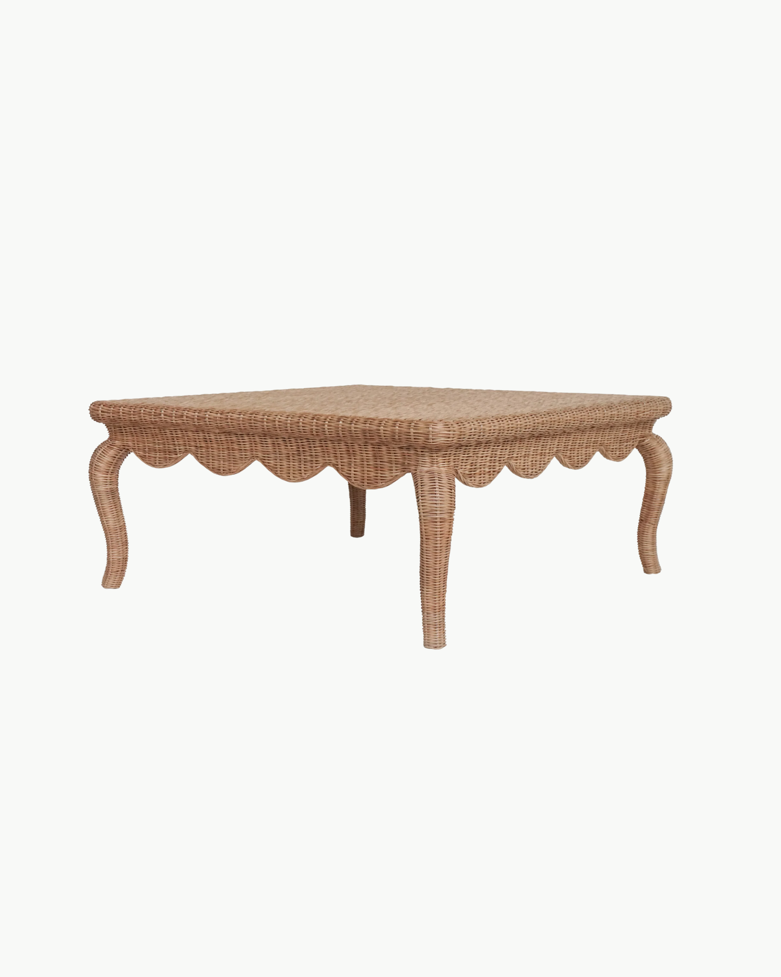 Amelia Scalloped Wicker Coffee Table - Square