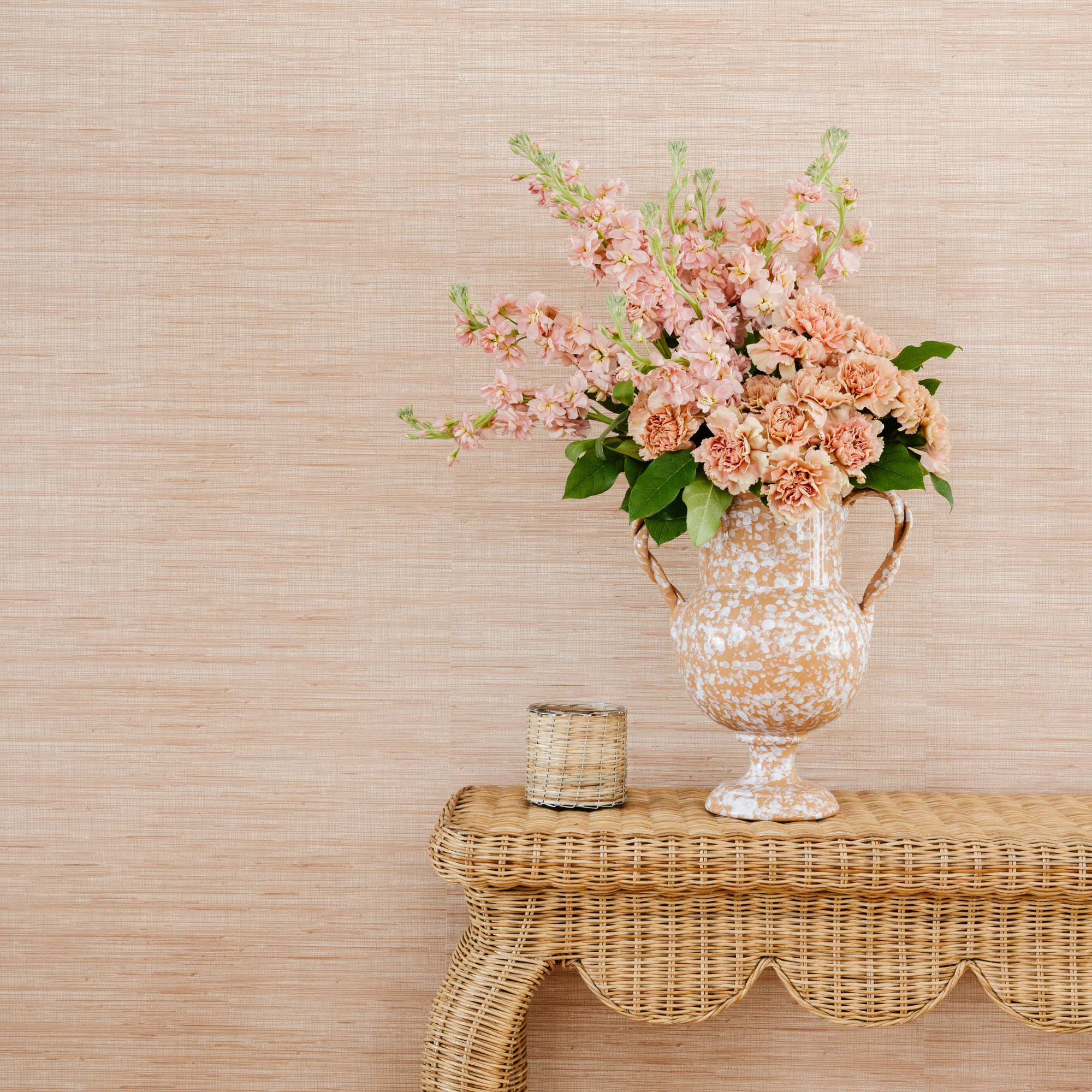 Apricot Faux Grasscloth Peel and Stick Wallpaper Sample