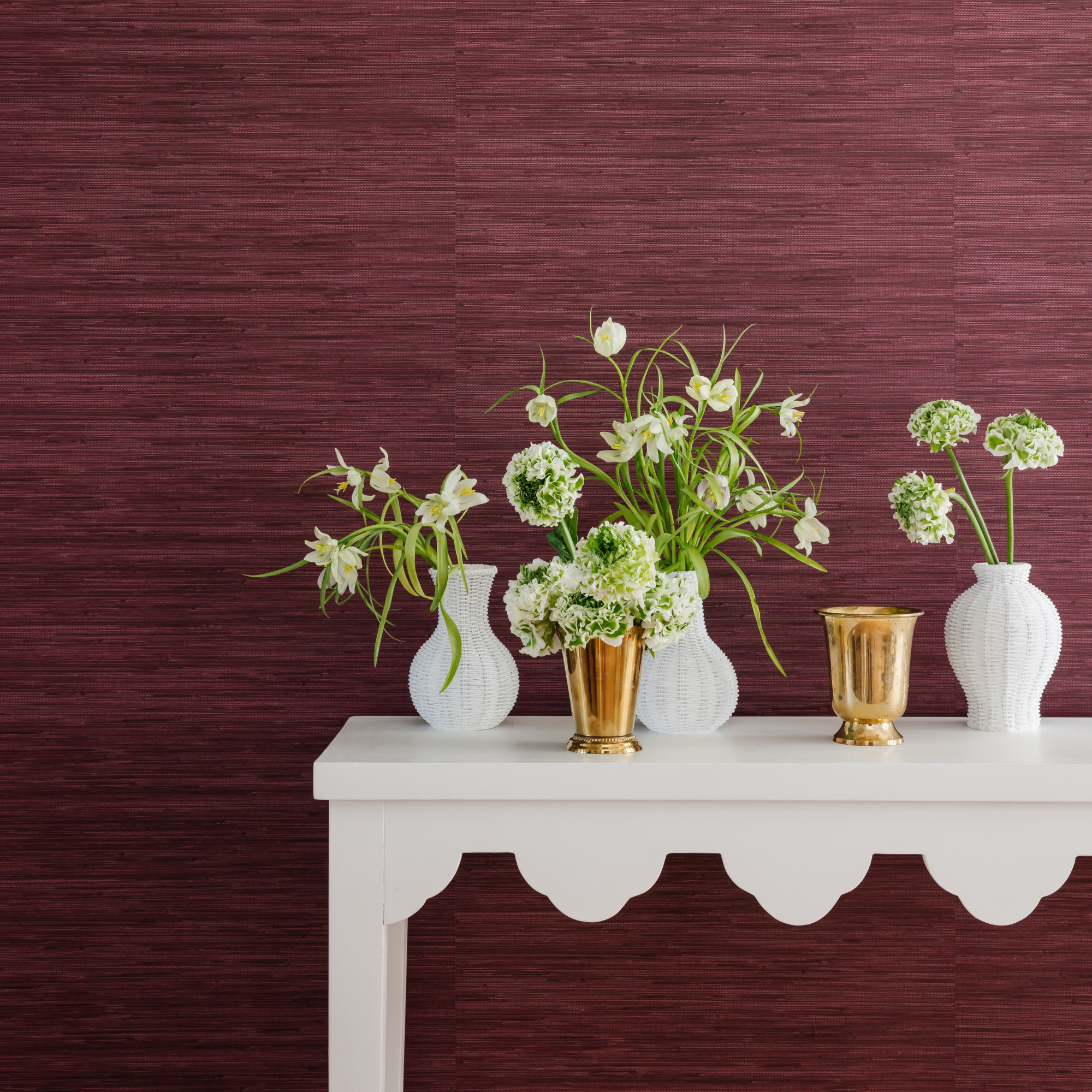 Aubergine Faux Grasscloth Peel and Stick Wallpaper