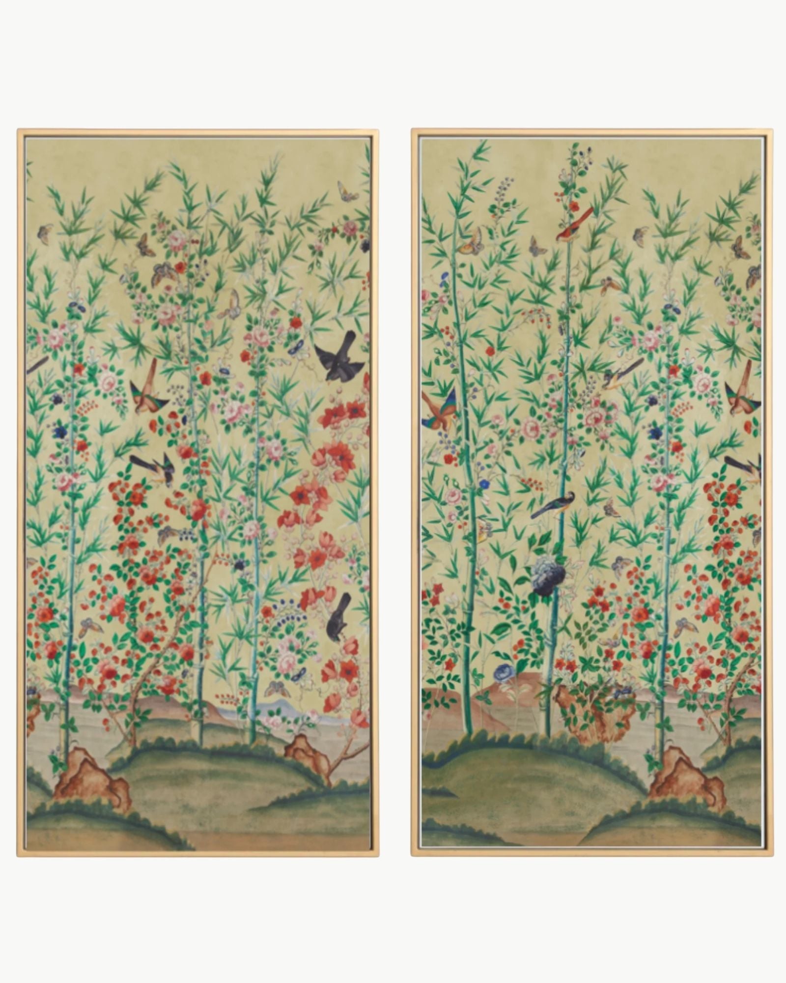 Bamboo Garden Chinoiserie Panels in Parchment