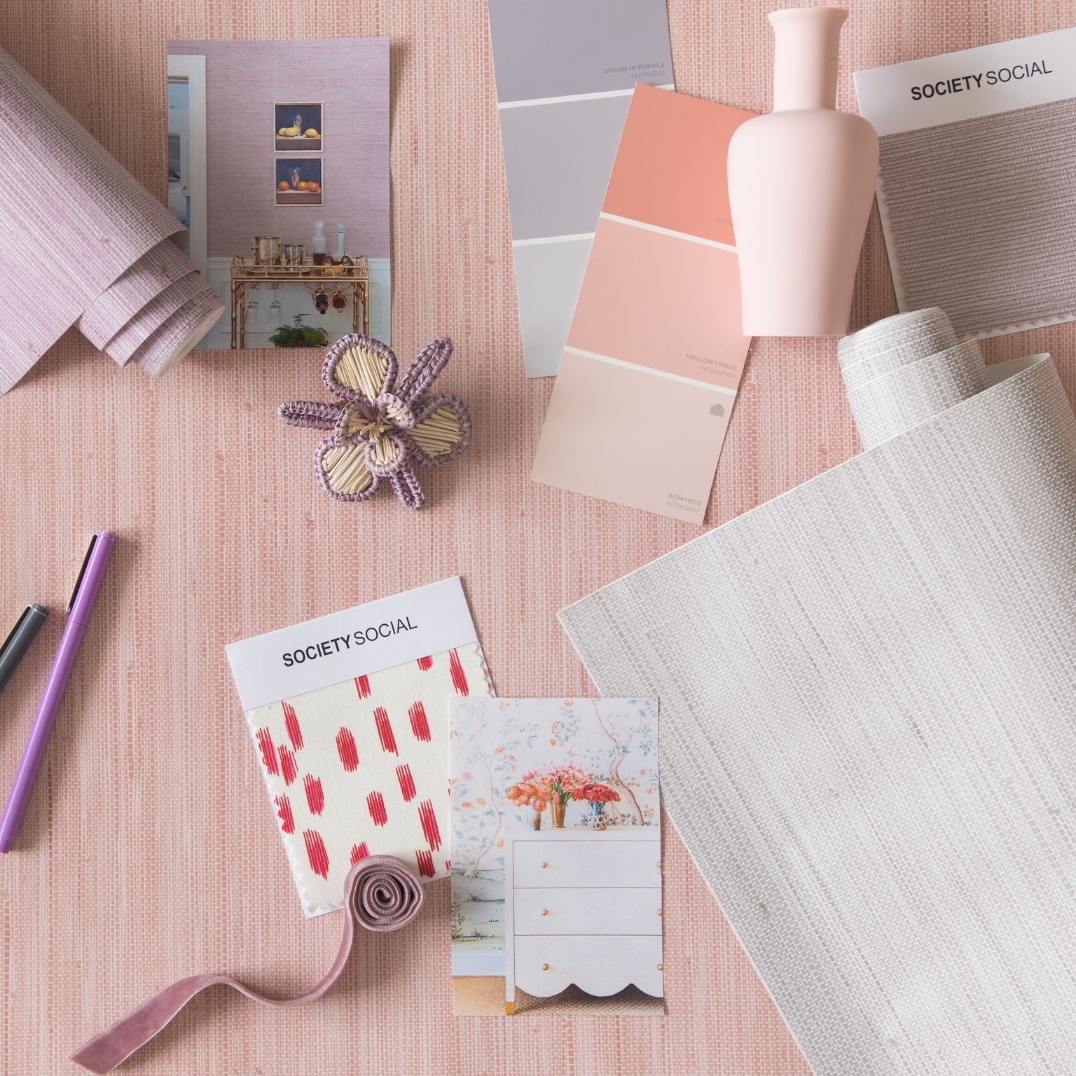 Grey Faux Grasscloth Peel and Stick Wallpaper