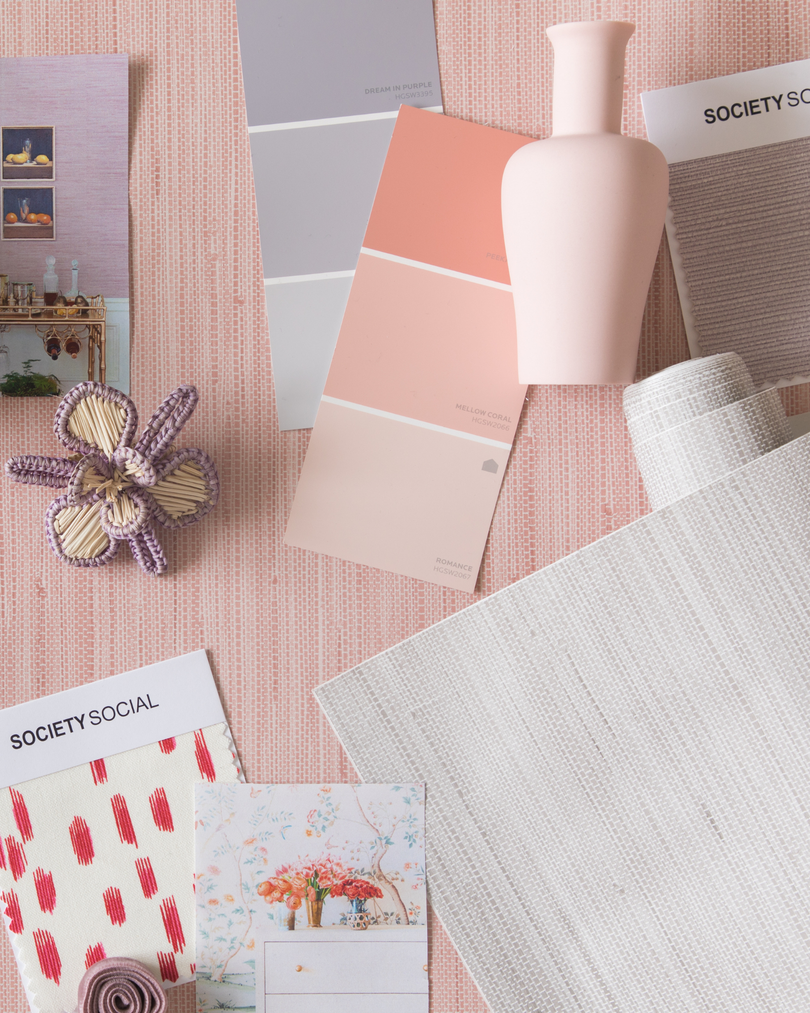 Berry Faux Grasscloth Peel and Stick Wallpaper