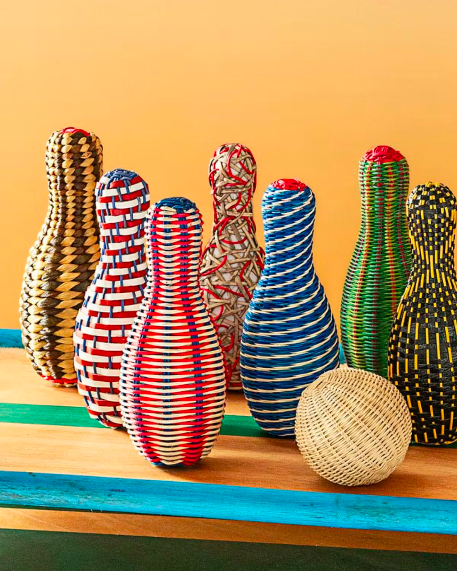 Wicker Bowling Pin Set