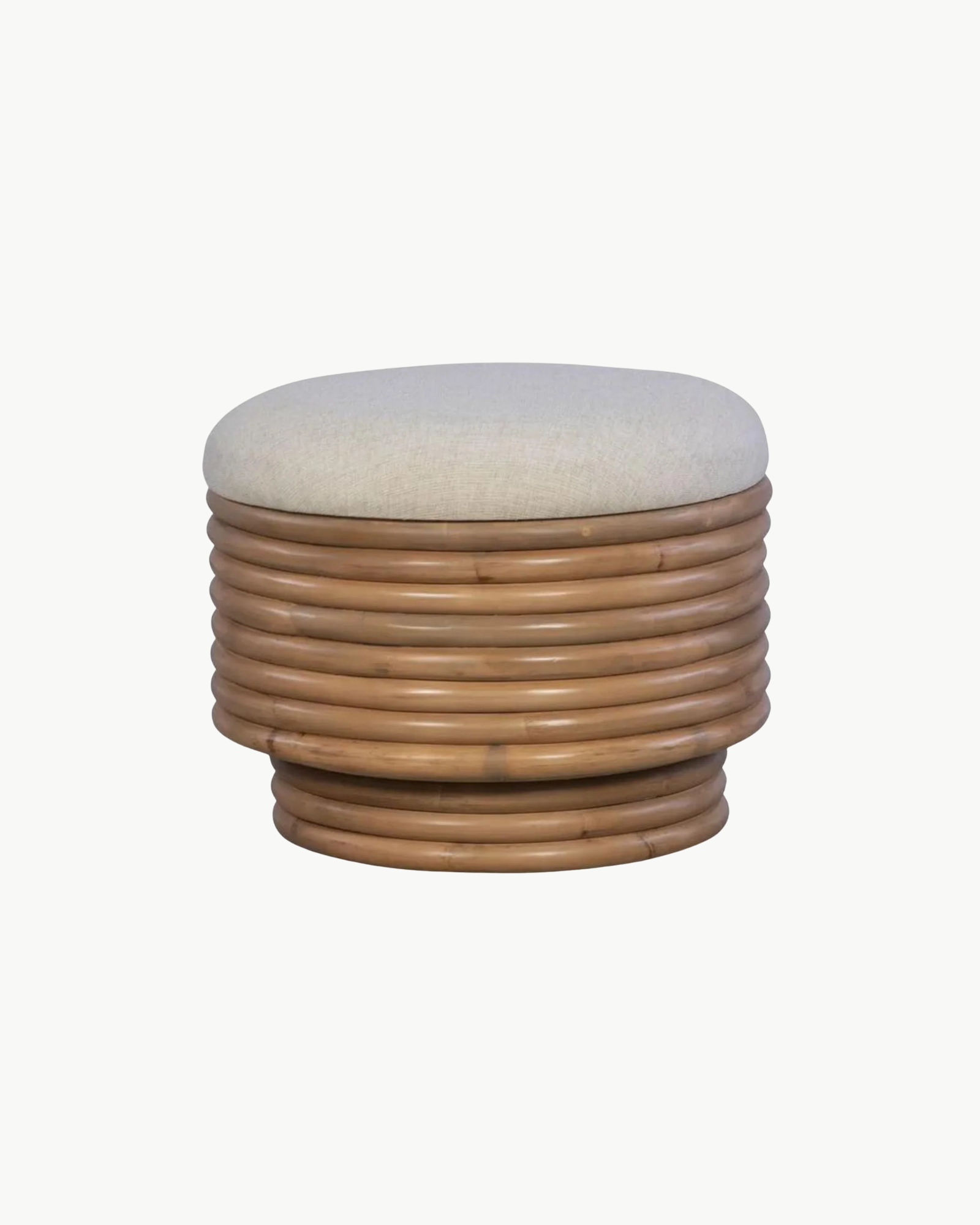 Celia Rattan Swivel Stool in Canvas