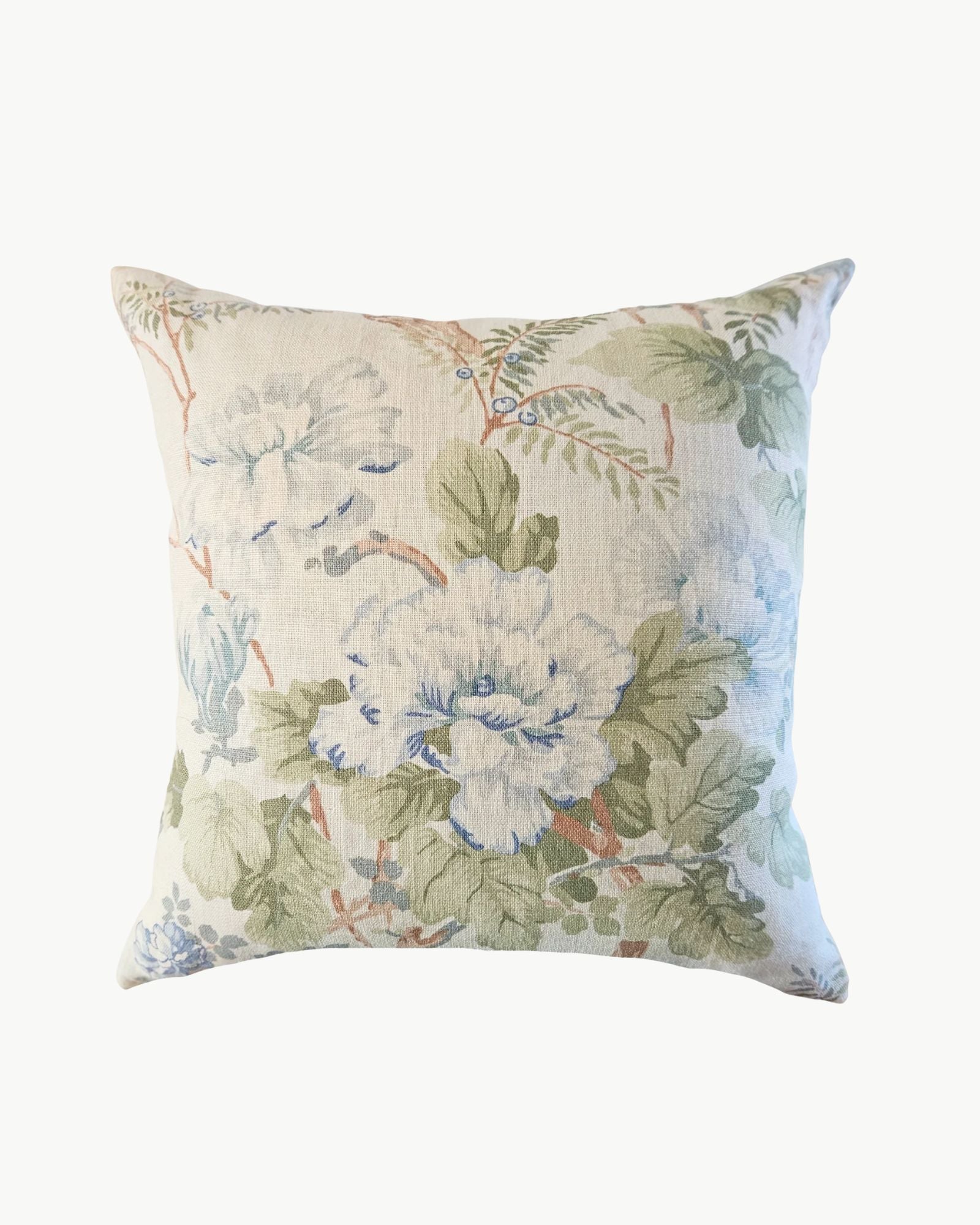 Chinese Peony Light Blue Pillow Cover