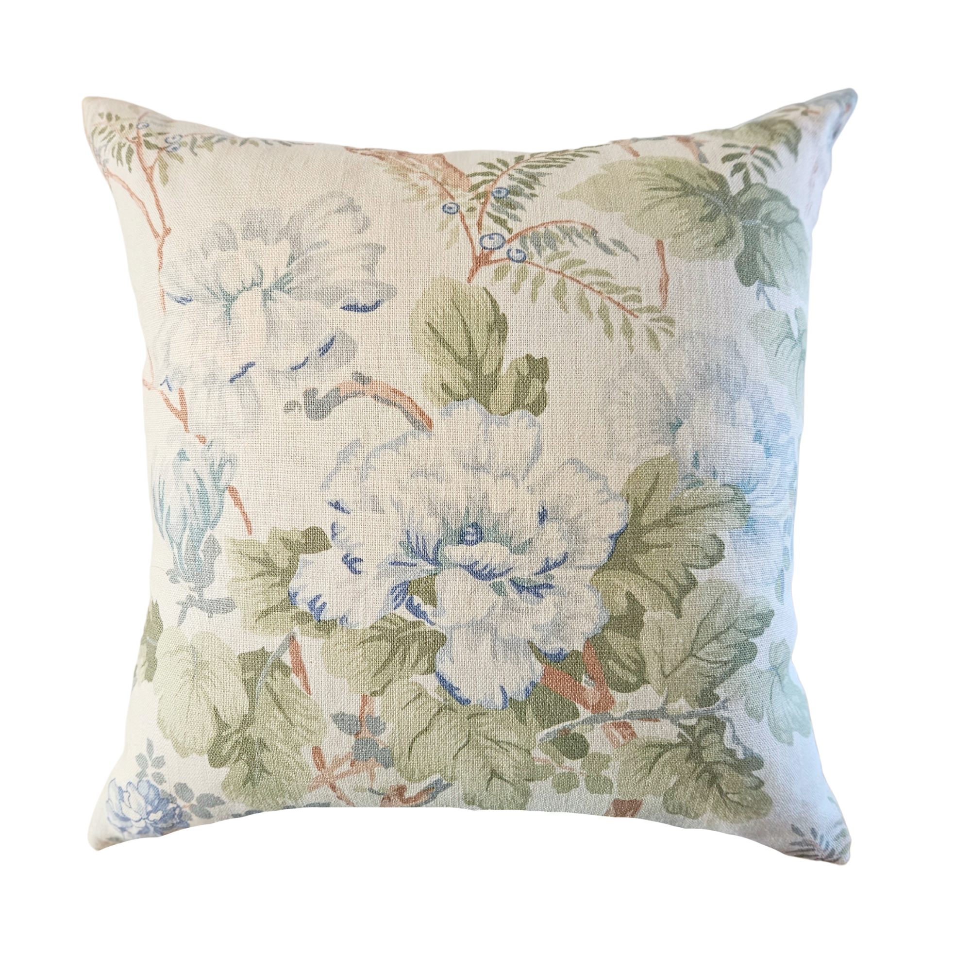 Chinese Peony Light Blue Pillow Cover