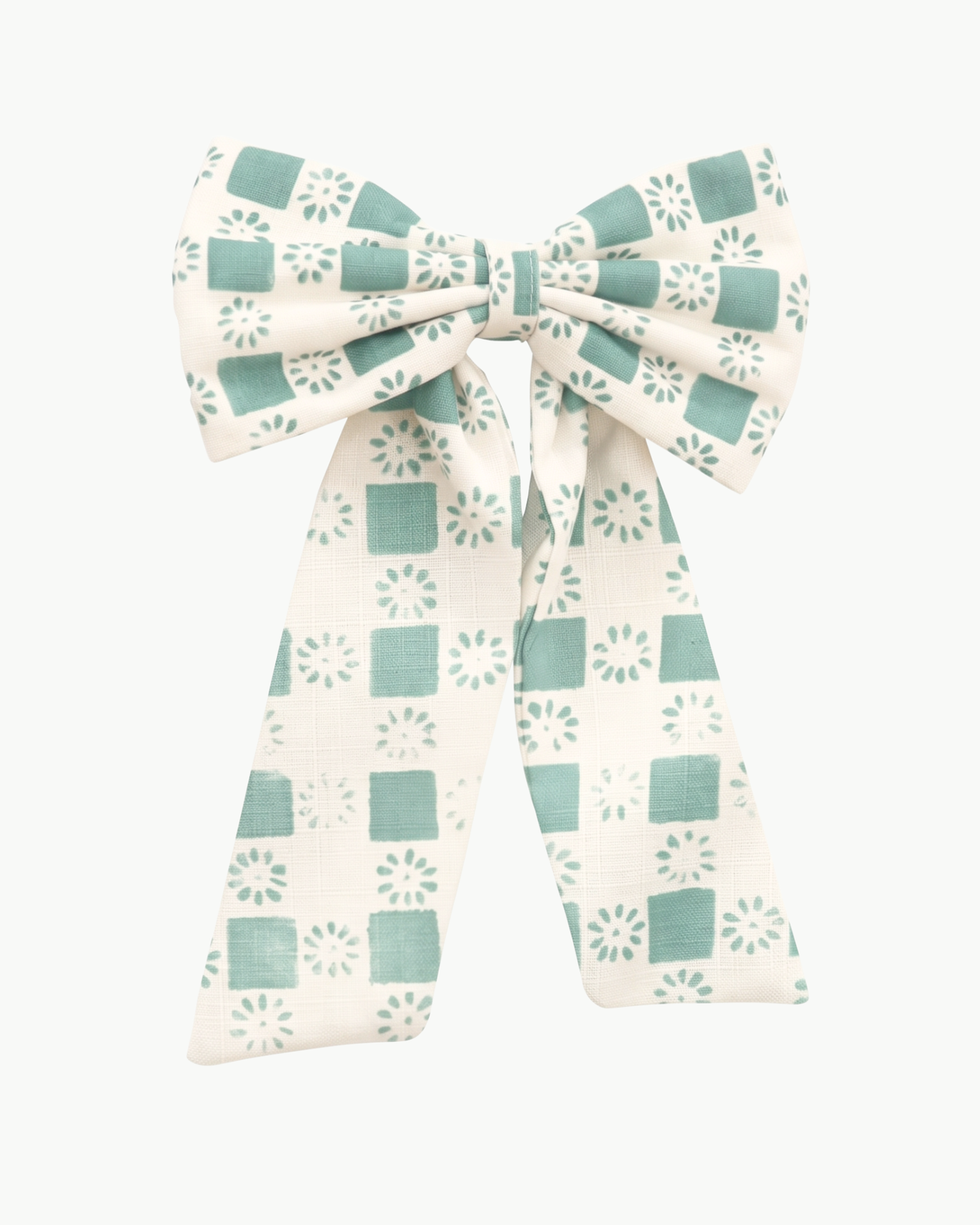 Oversized Fabric Bow - The Keeping House Exclusive Check Duck Egg