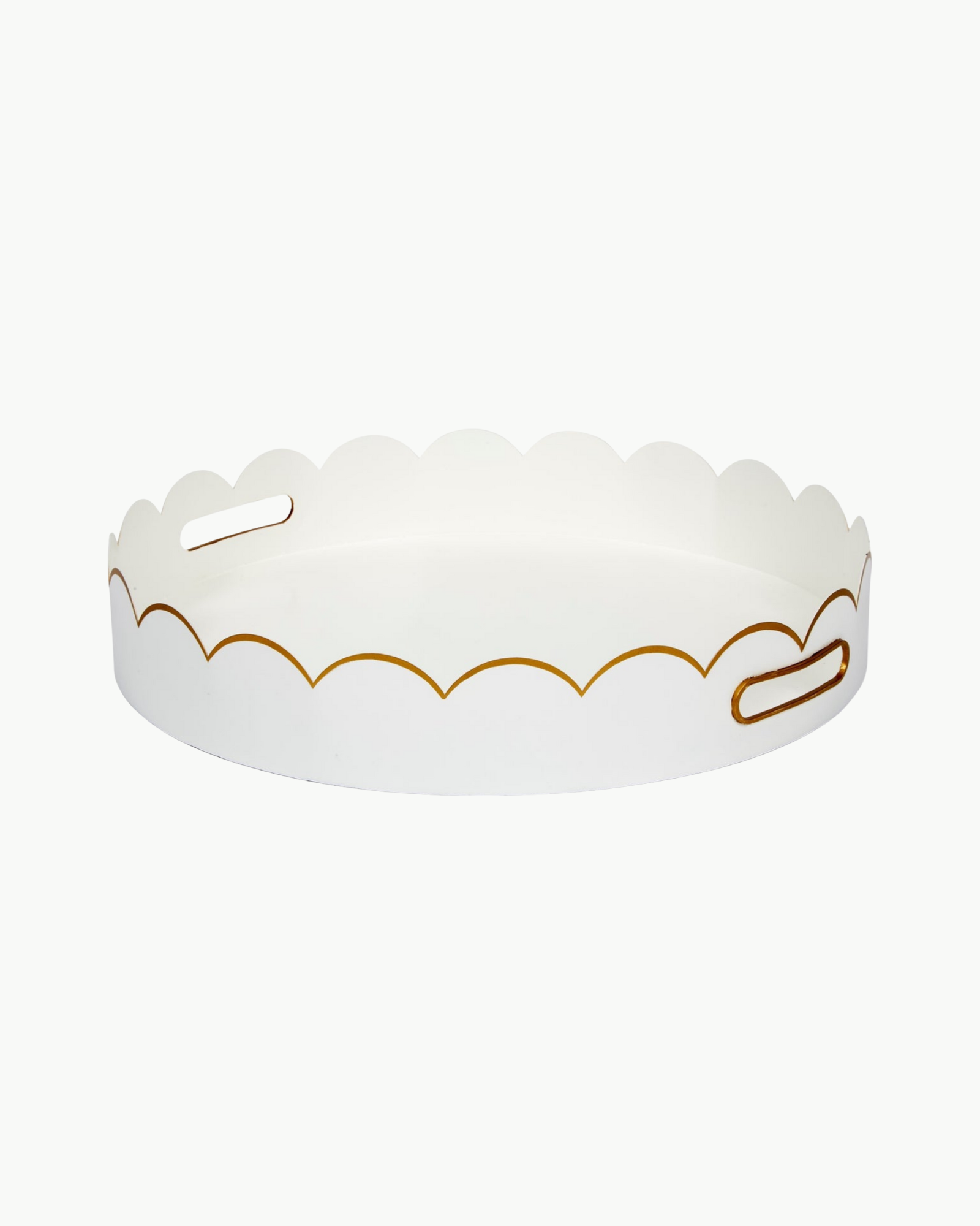 Eloise Gloss White & Gold Scalloped Metal Tray