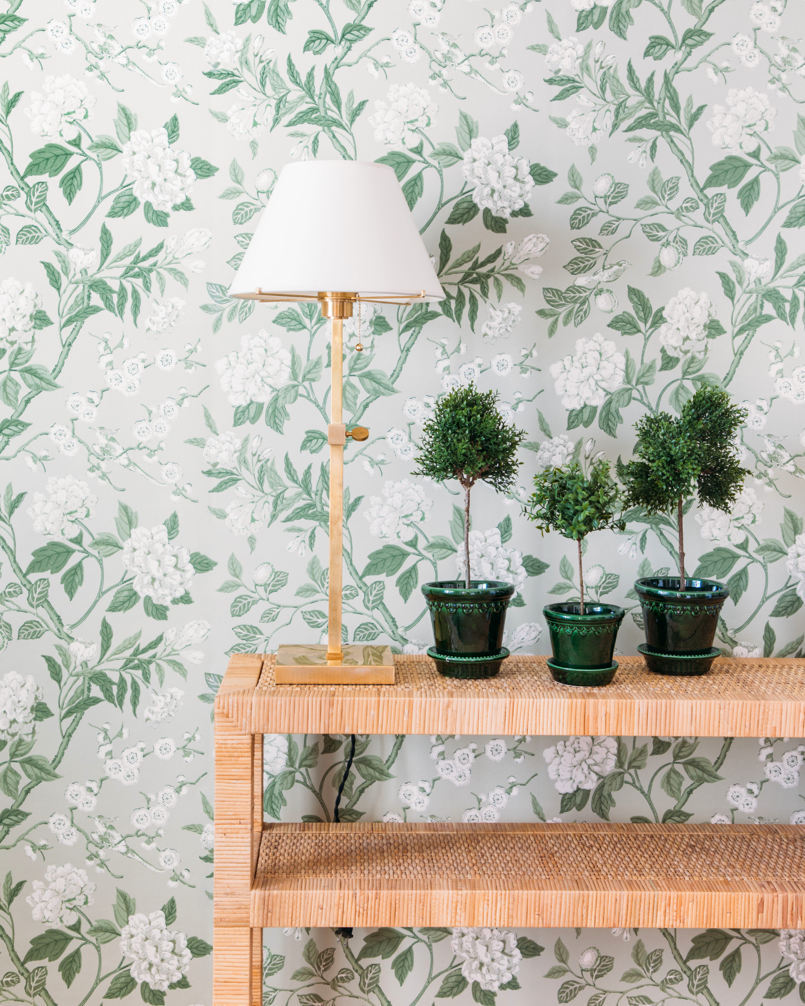 Emperor's Garden in Soft Green Wallpaper