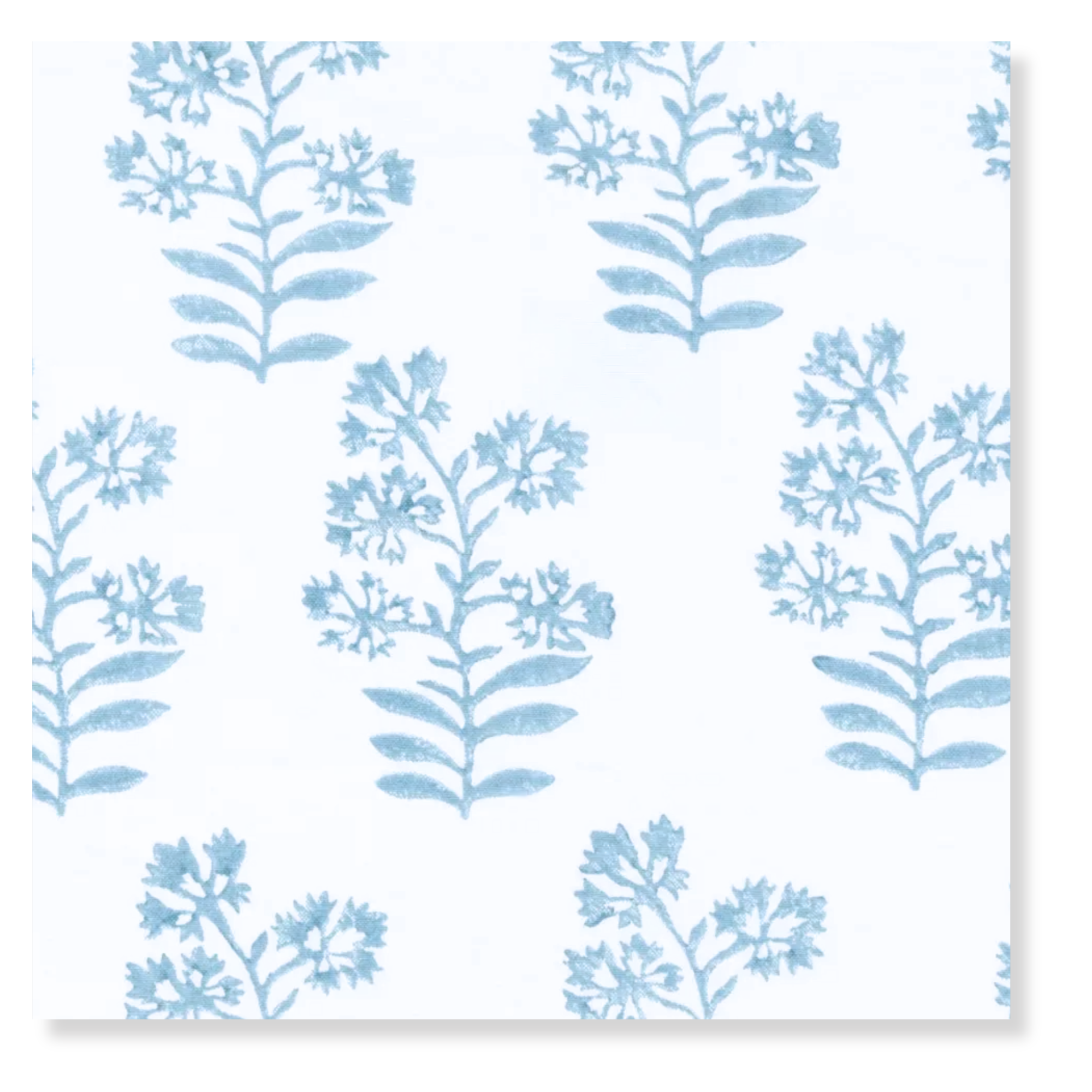 Floral Block Print - Soft Blue Fabric by the Yard