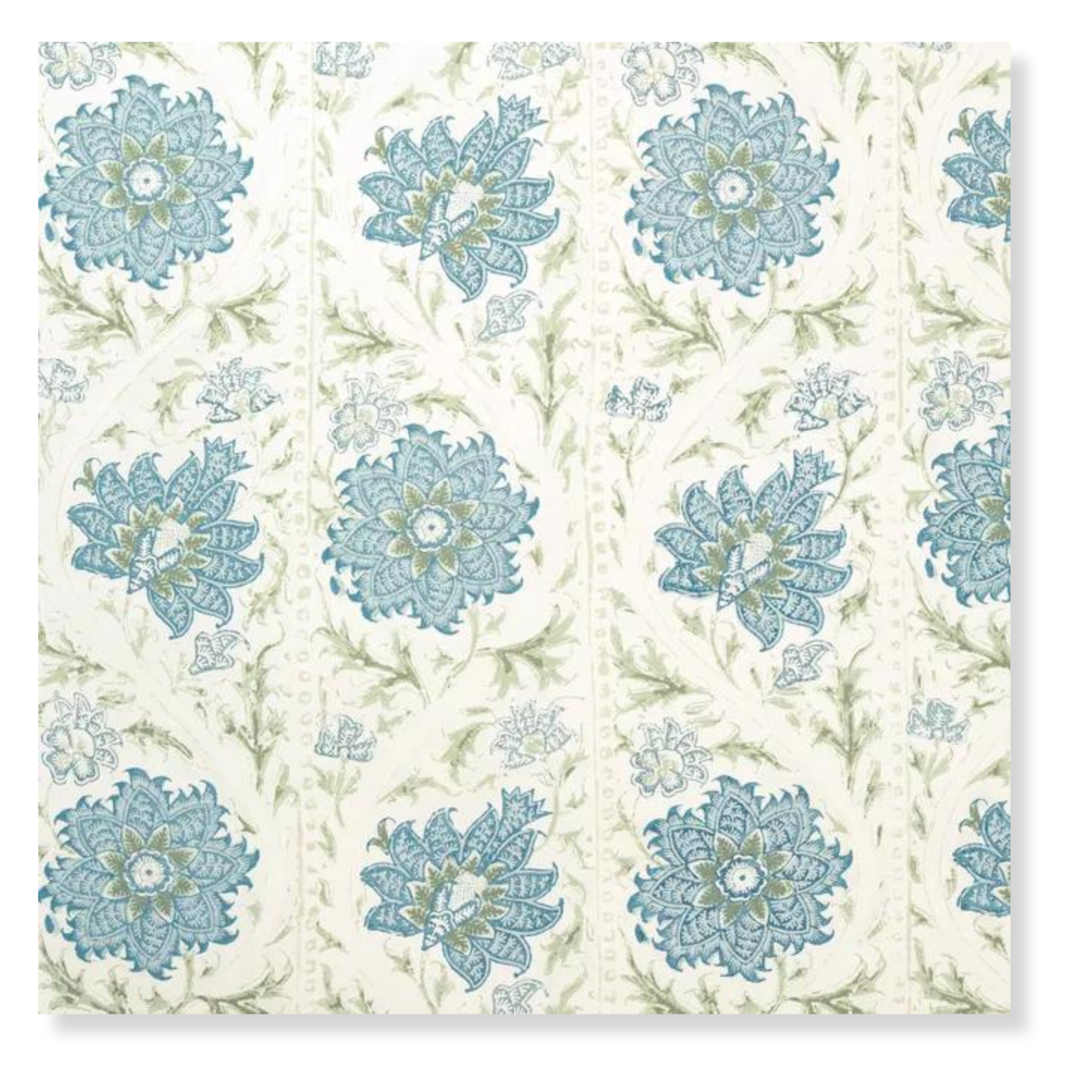 Calico Vine in Green/Blue - Fabric by the Yard